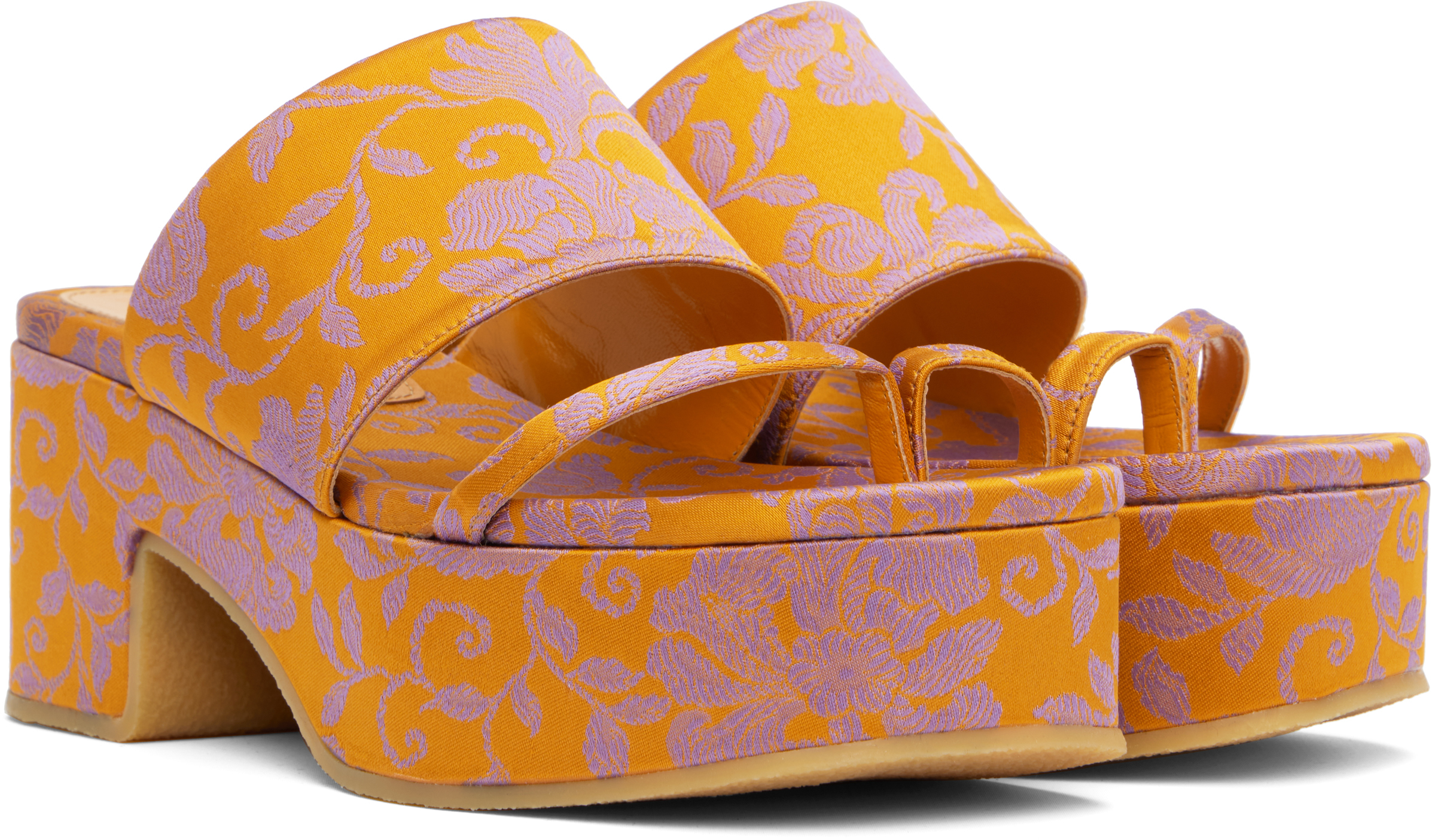 DRIES VAN NOTEN ORANGE PLATFORM HEELED SANDALS 