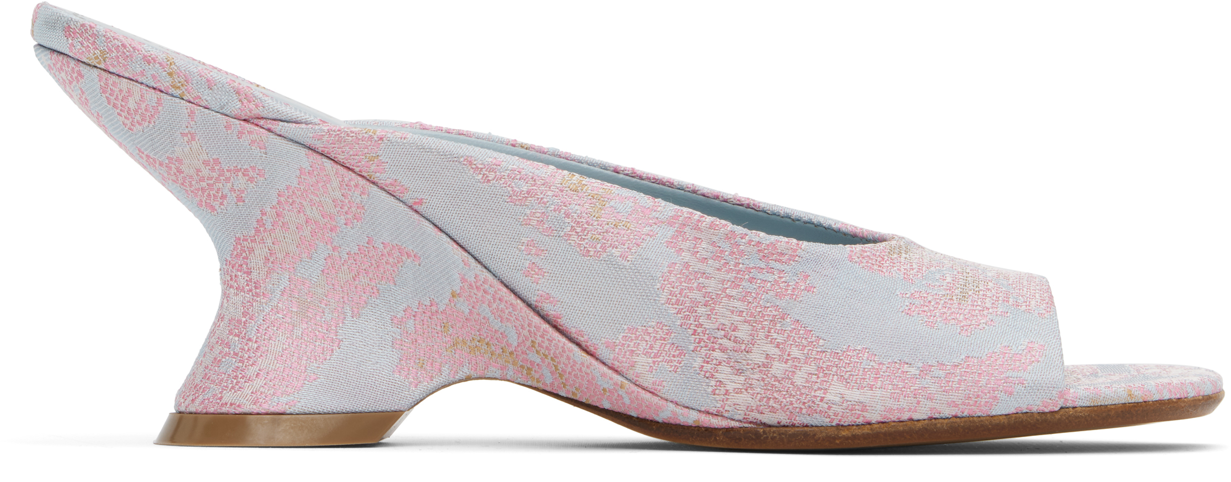 DRIES VAN NOTEN BLUE OPEN-TOE JACQUARD MULES
