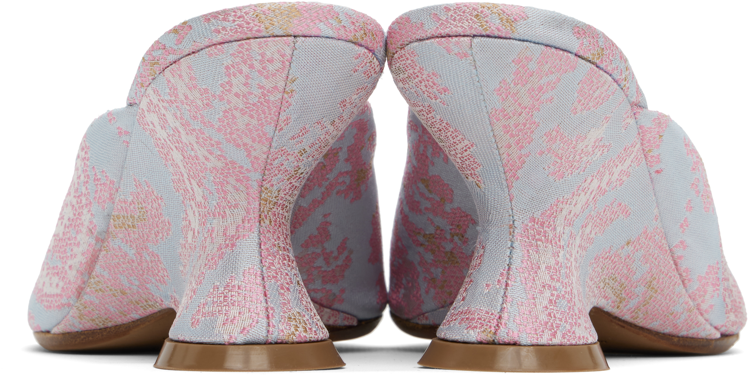 DRIES VAN NOTEN BLUE OPEN-TOE JACQUARD MULES