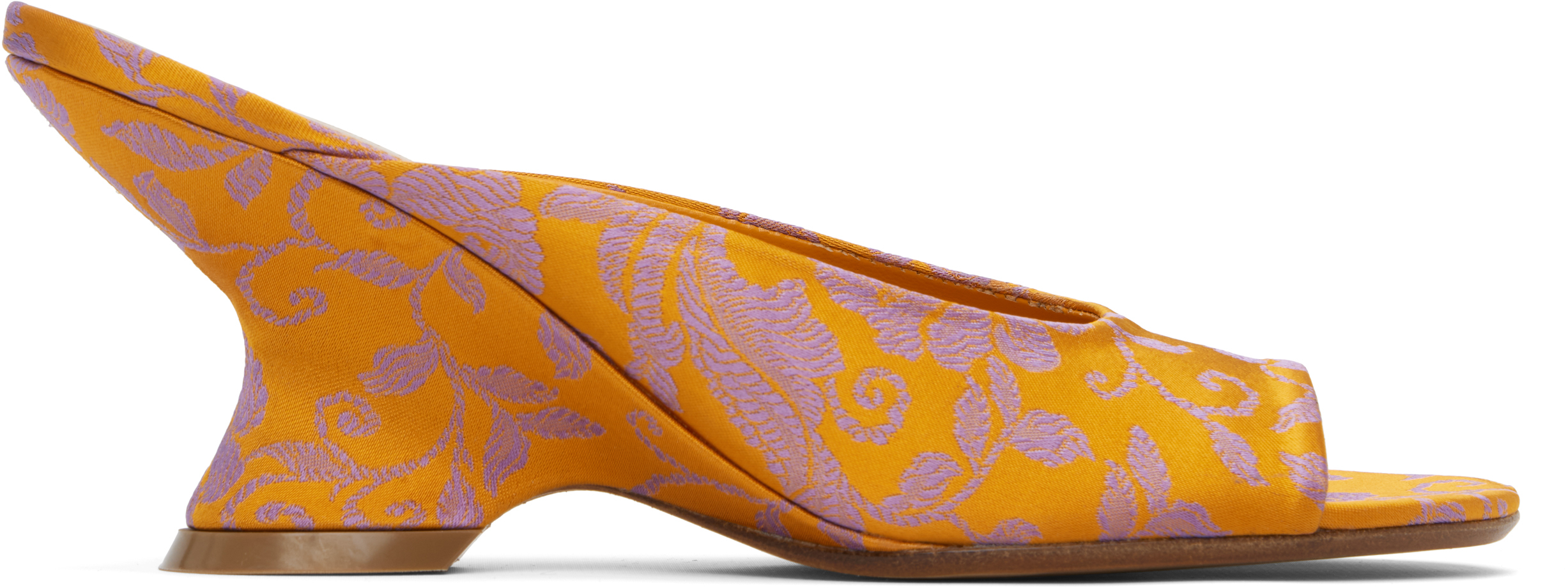 DRIES VAN NOTEN ORANGE OPEN-TOE JACQUARD MULES