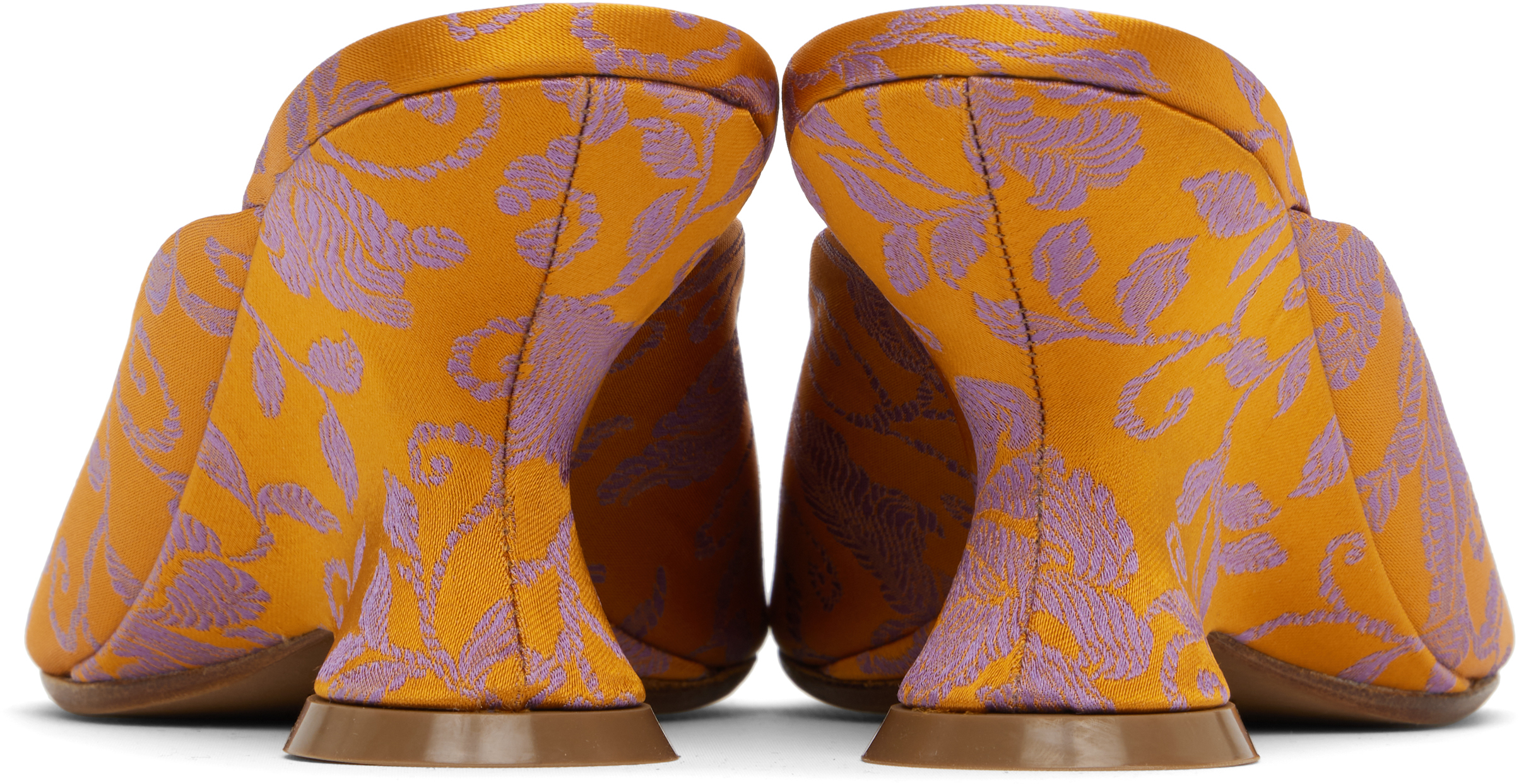 DRIES VAN NOTEN ORANGE OPEN-TOE JACQUARD MULES