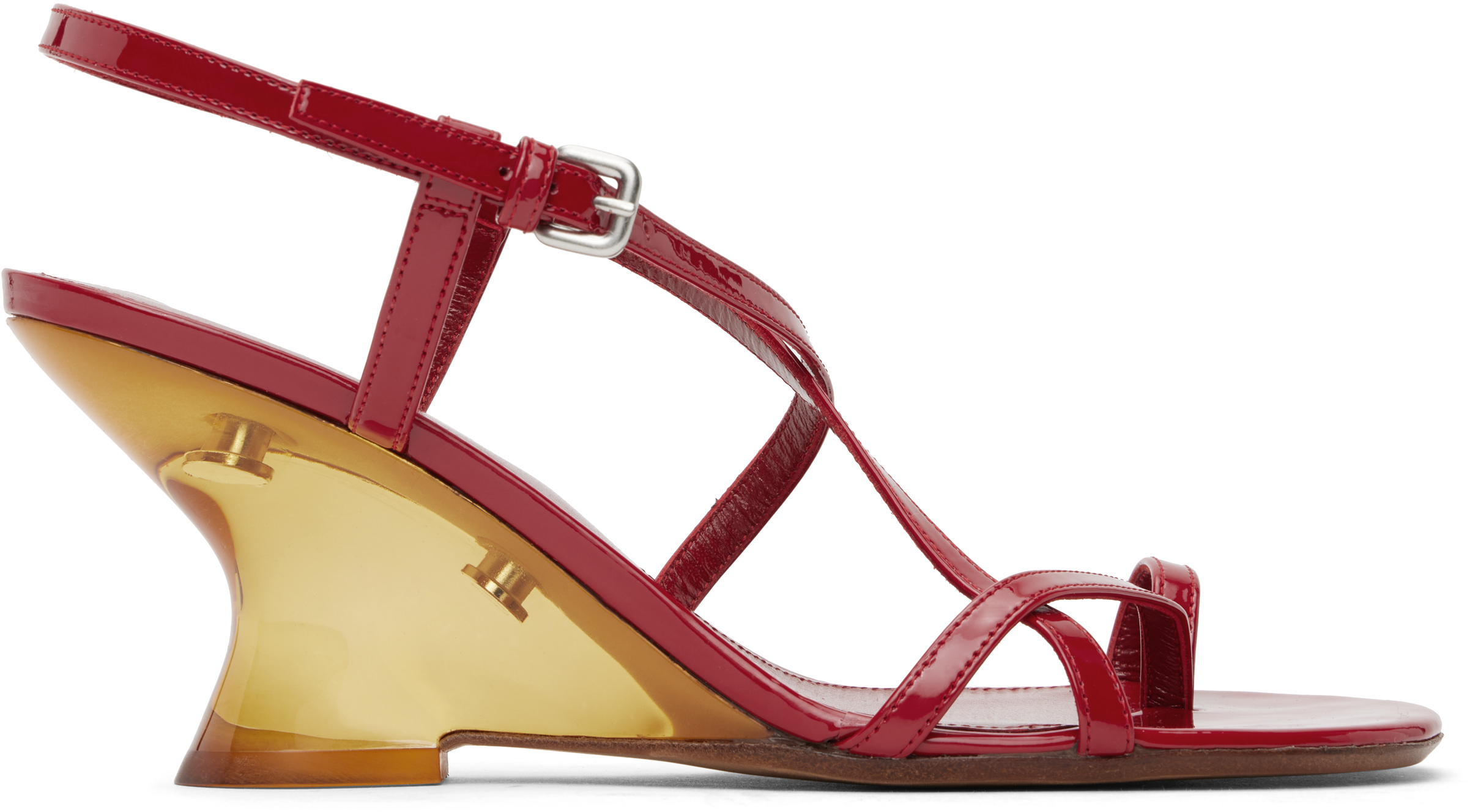 Dries Van Noten Red Patent Leather Heeled Sandals