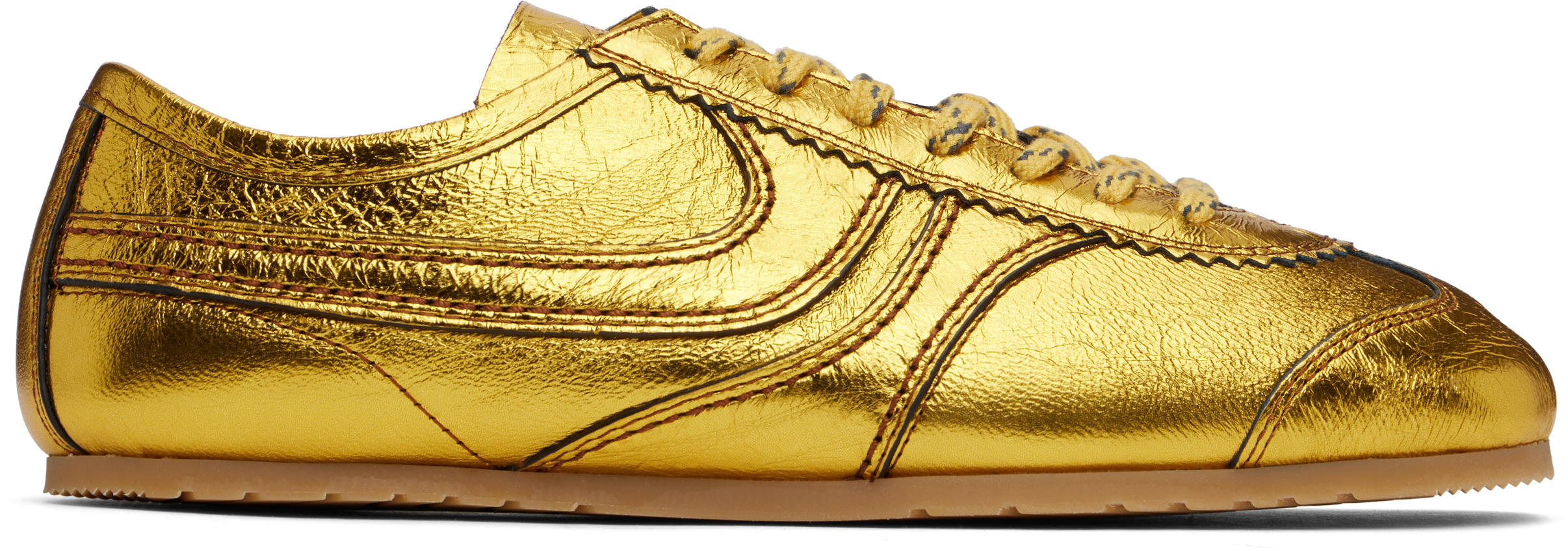 Dries Van Noten metallic leather mules in gold sz 36 EU 6 US