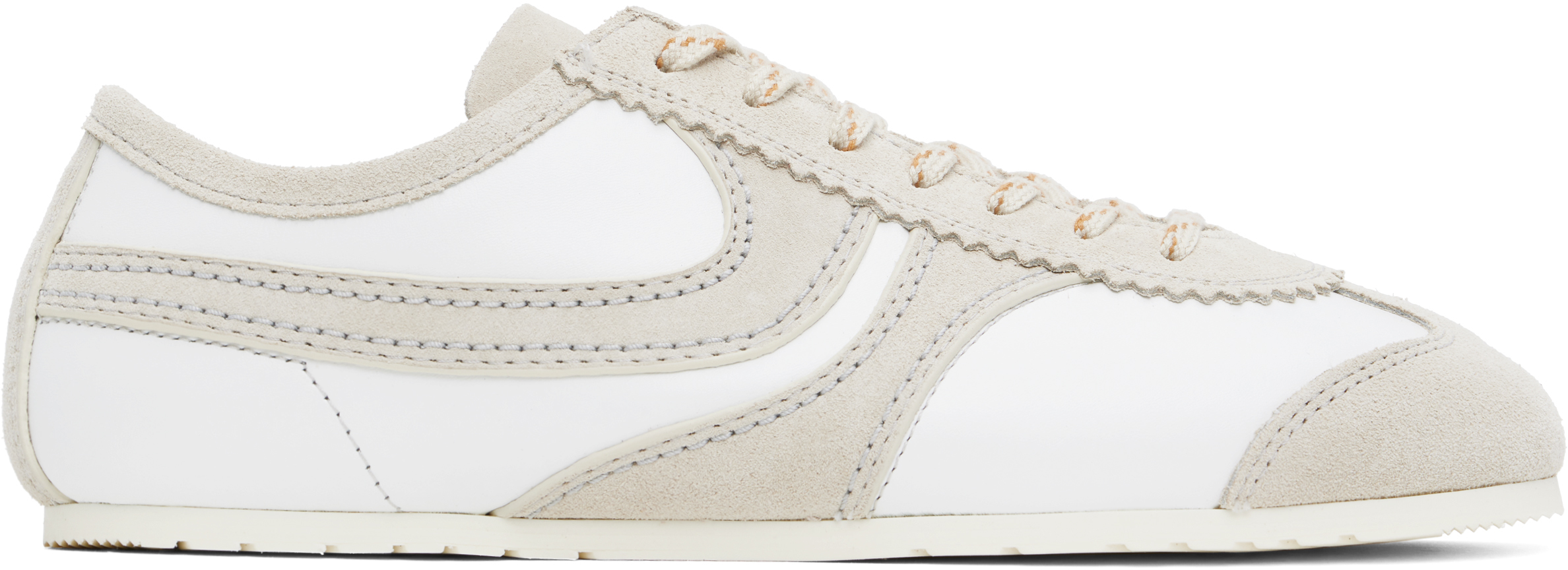Dries Van Noten: Taupe & White Suede Sneakers | SSENSE