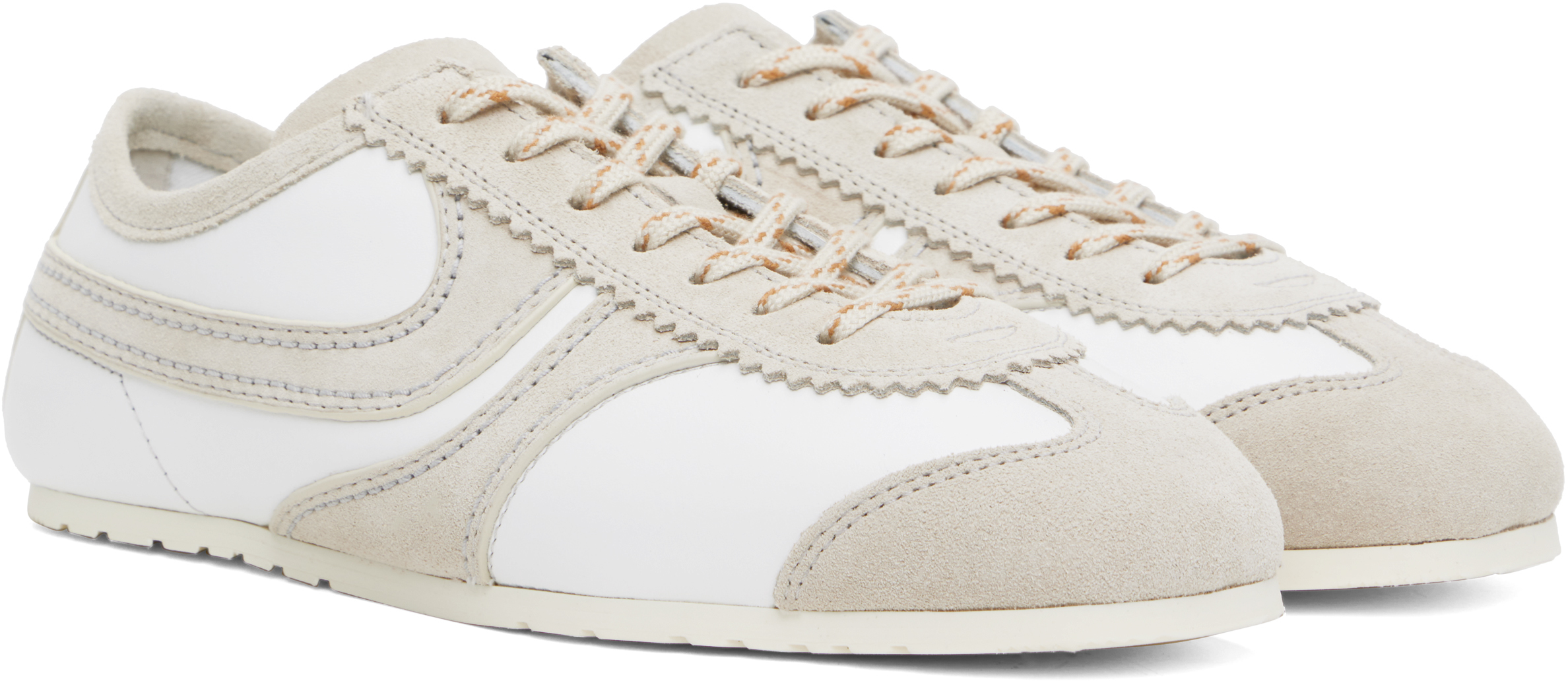 Shop Dries Van Noten Taupe & White Suede Sneakers In 001 White