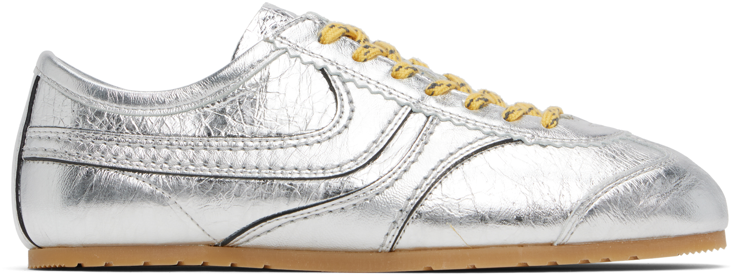 DRIES VAN NOTEN SILVER METALLIC SNEAKERS