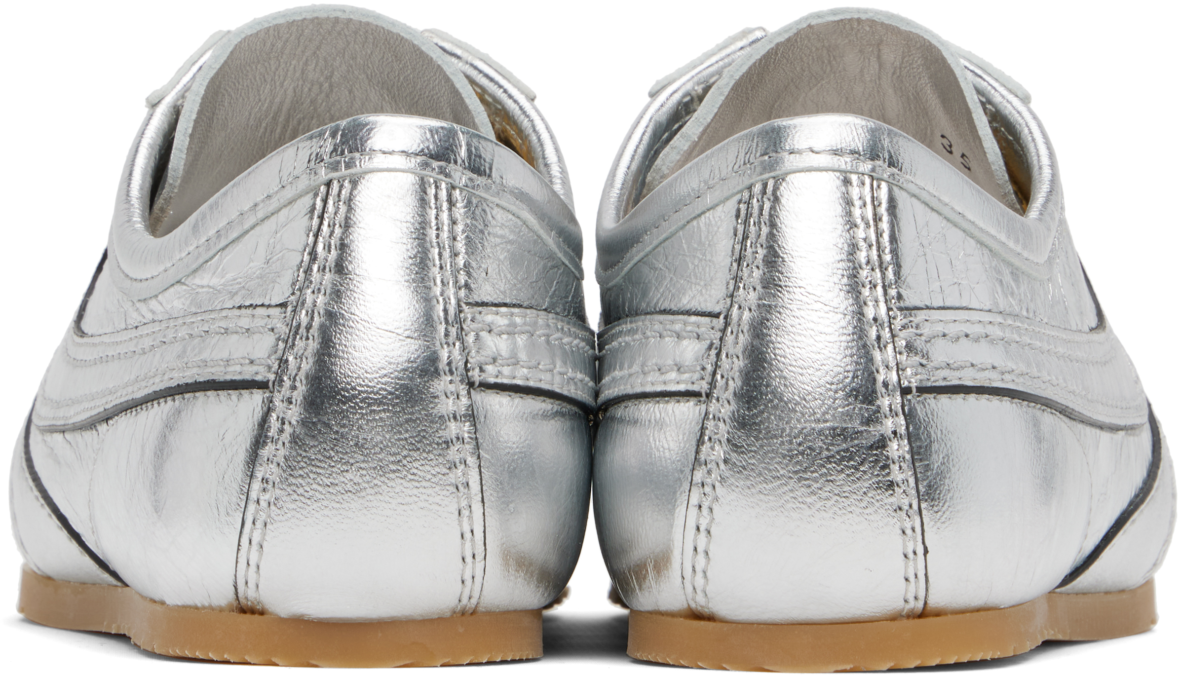 DRIES VAN NOTEN SILVER METALLIC SNEAKERS