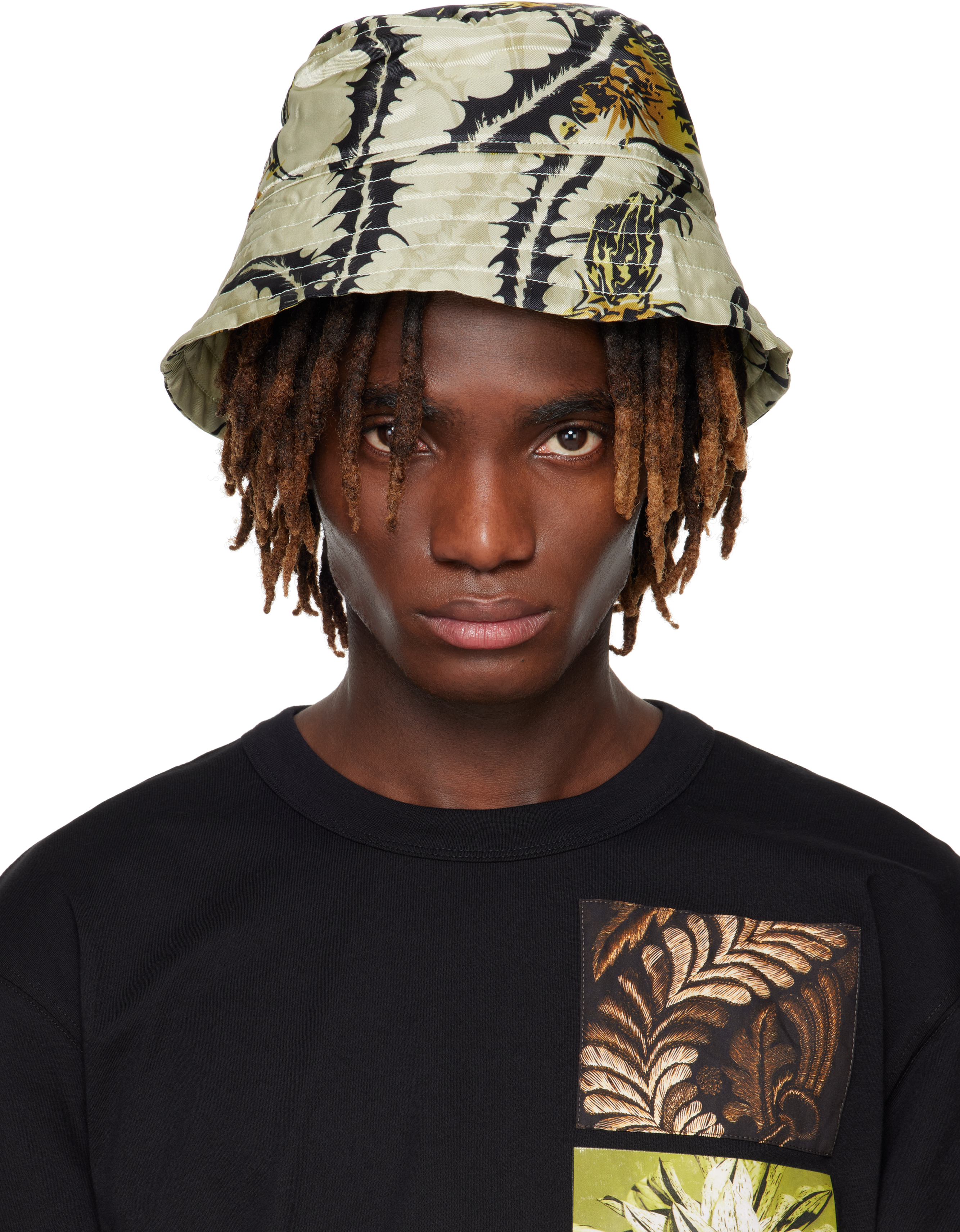 Yellow 
Black Printed Bucket Hat