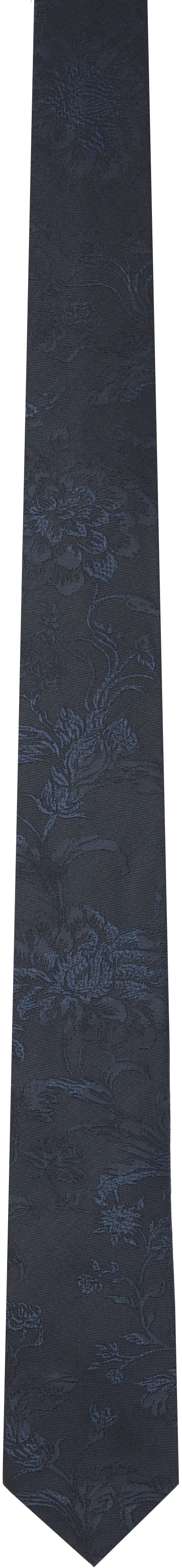 Navy Jacquard Silk Tie