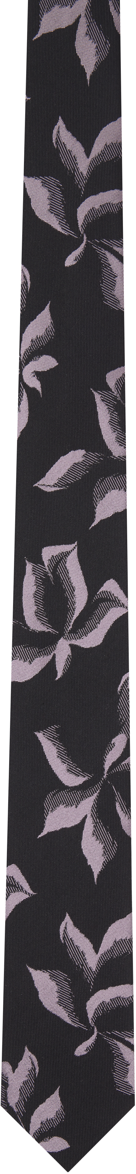 Black 
Suminagashi Petals
 Printed Narrow Silk Tie