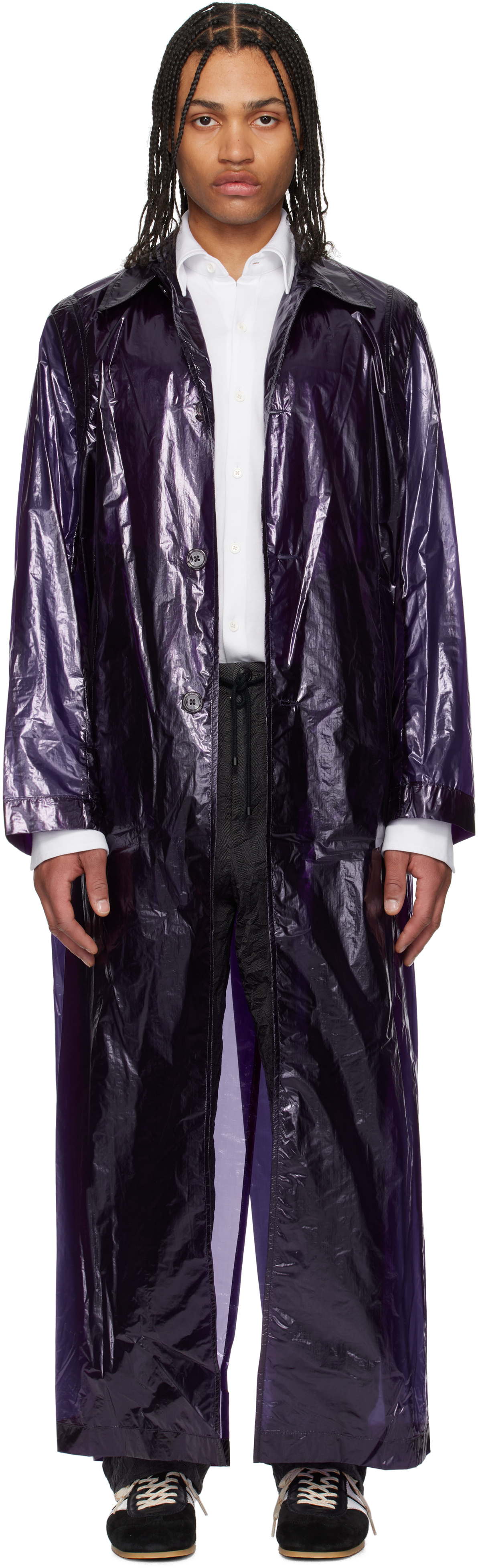 Purple Loose Fit Mac Coat