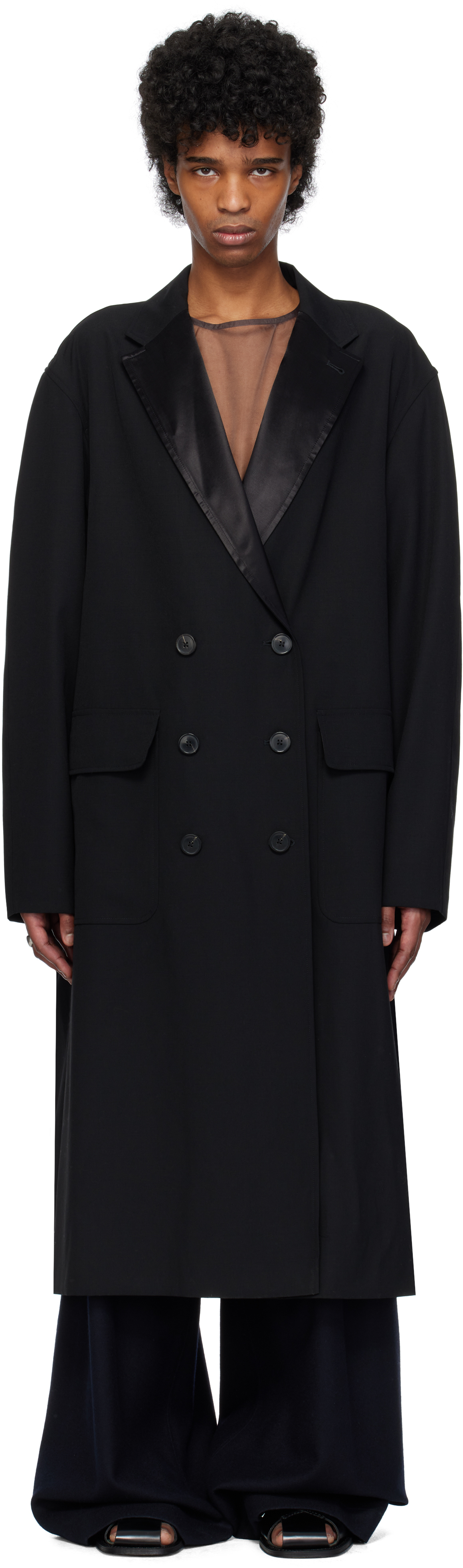 Black Wool Barathea Coat