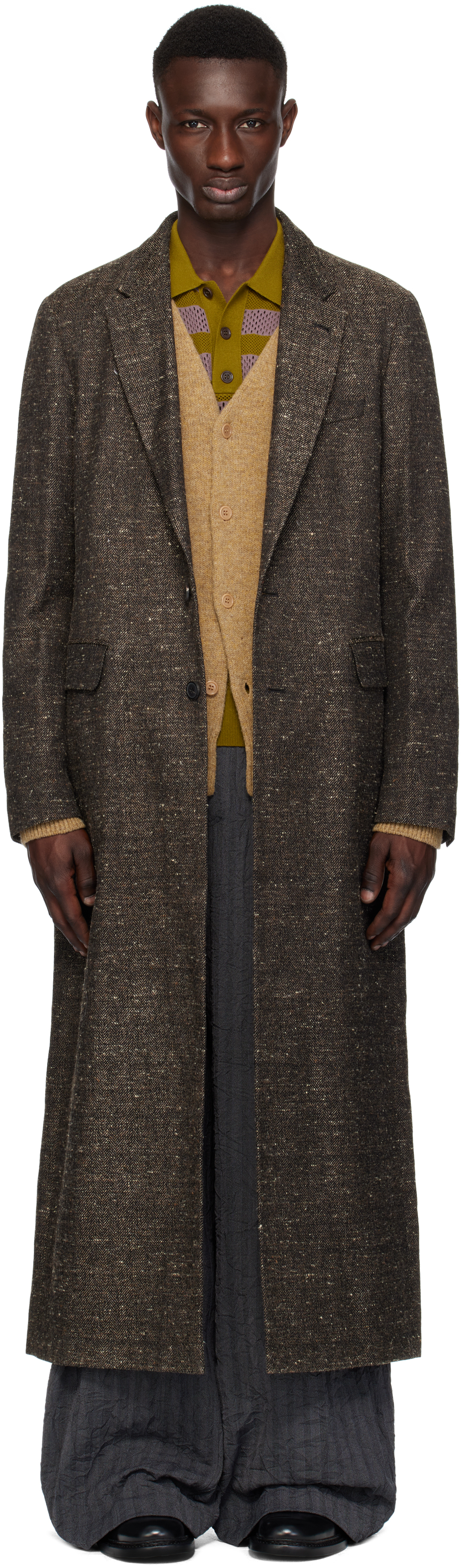 Brown Cotton 
Silk Coat