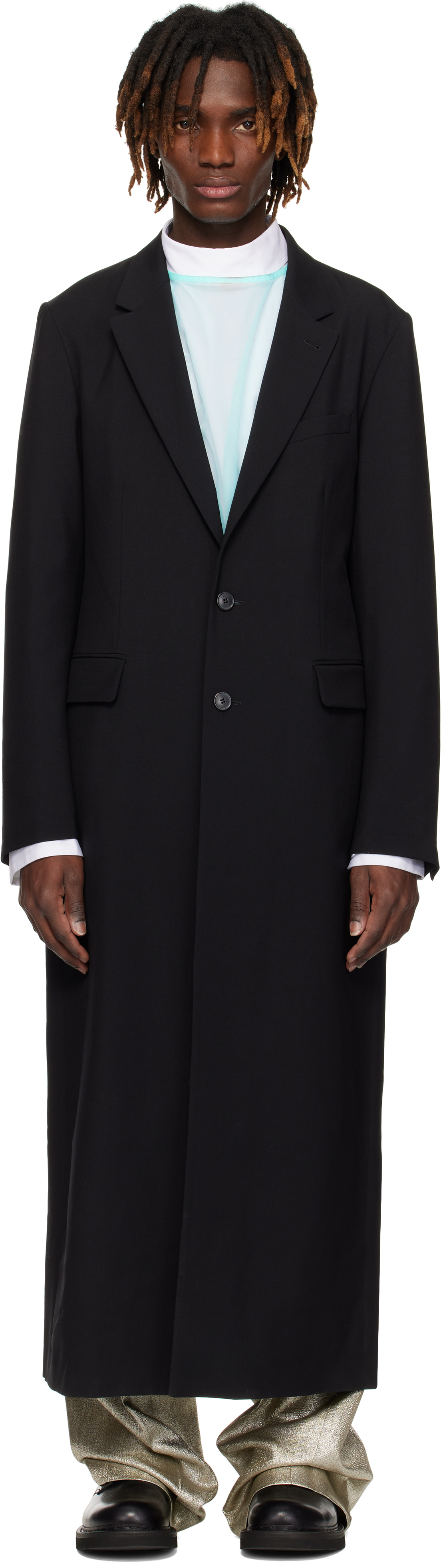 Black Wool 
Mohair Coat