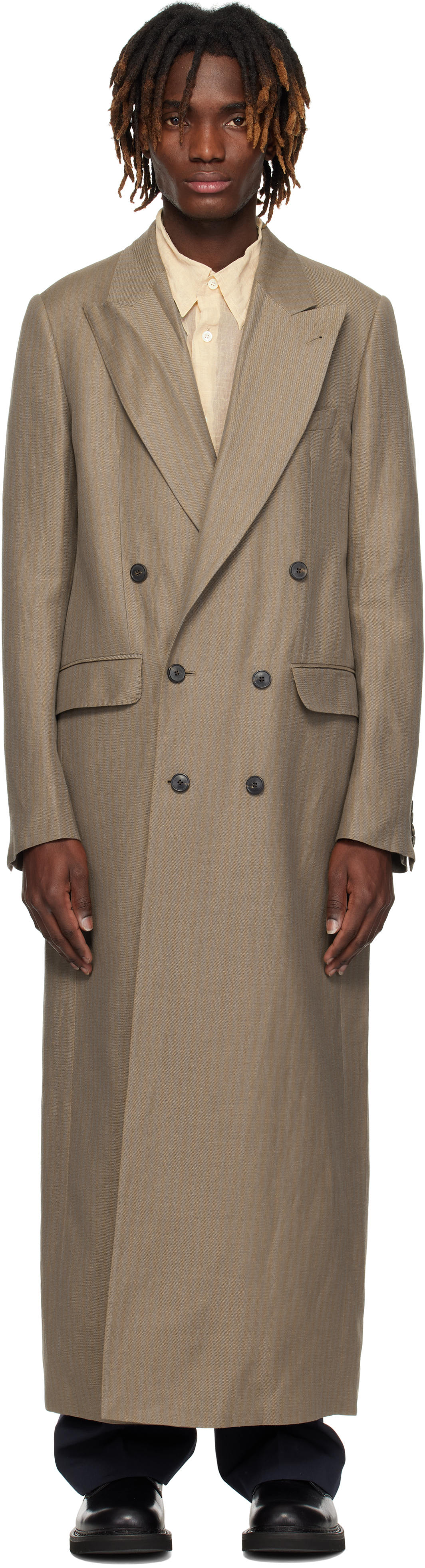 Tan Double-Breasted Coat