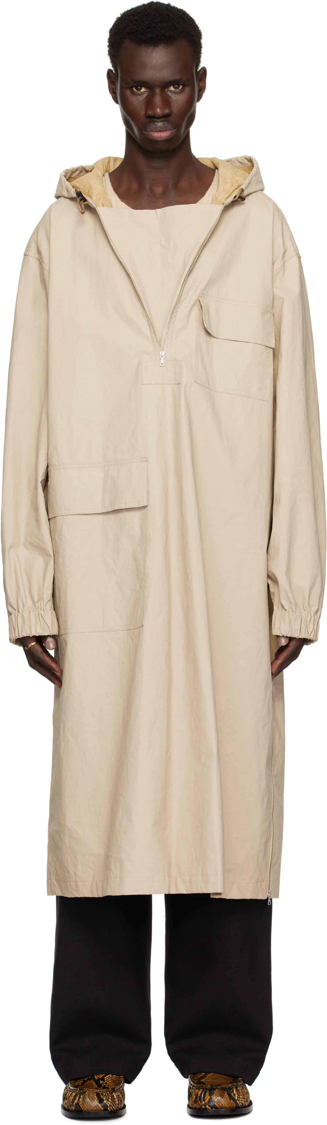 Beige Half-Zip Coat