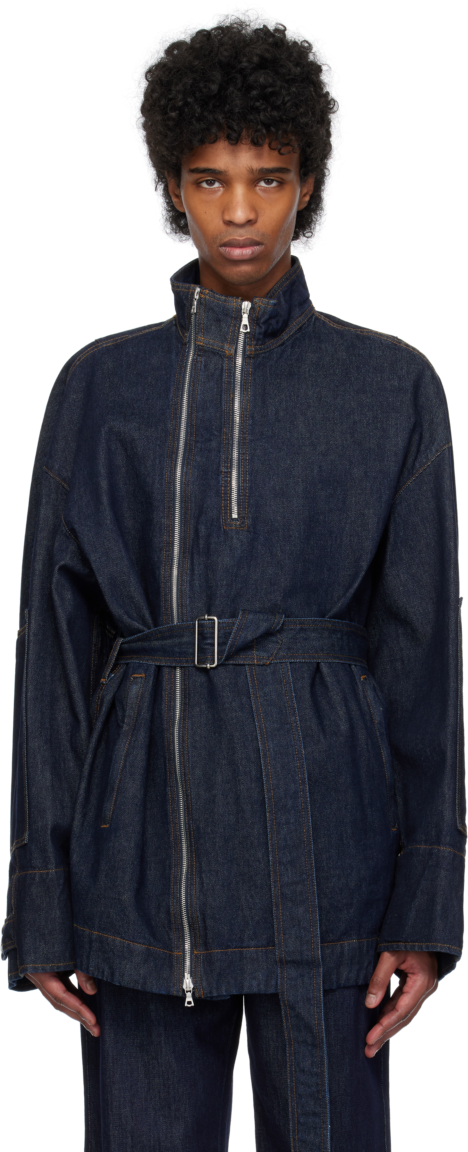 Navy Zip Denim Jacket