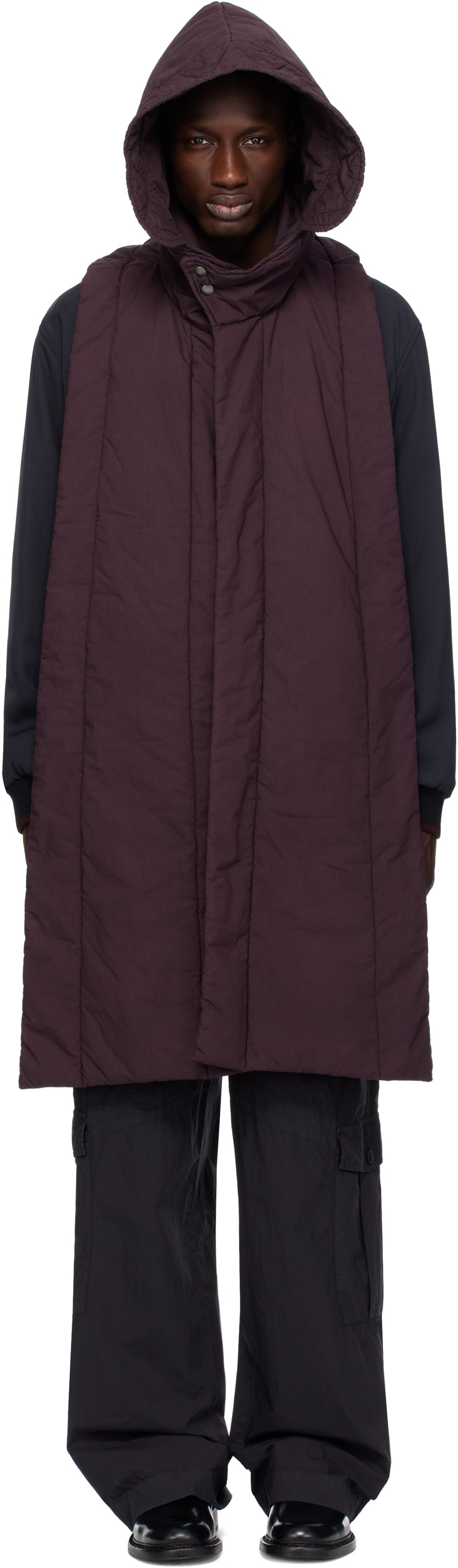 Dries Van Notenのパープル コットン フード付き マフラーベストがセール中