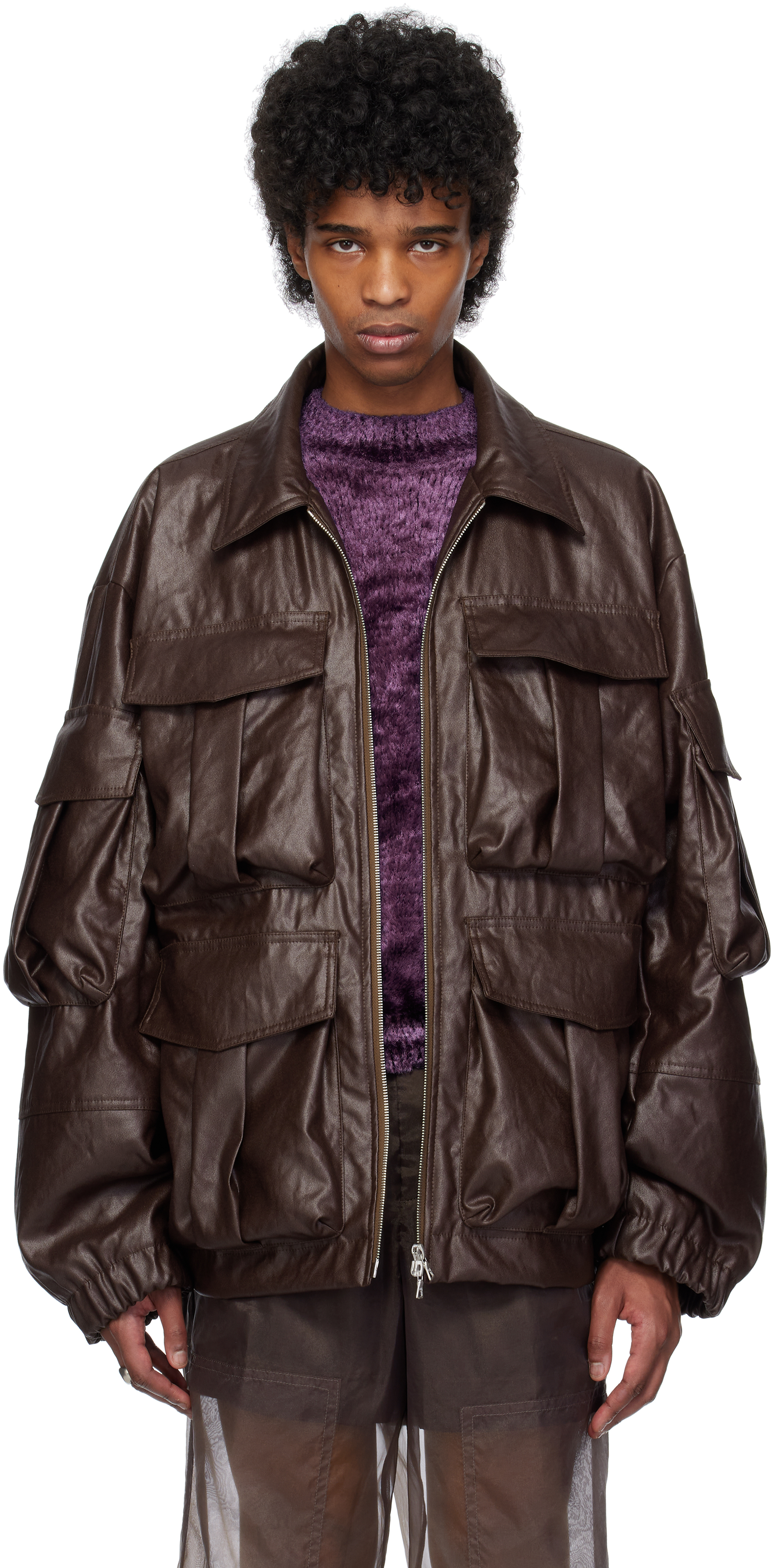 Brown Cargo Pocket Jacket