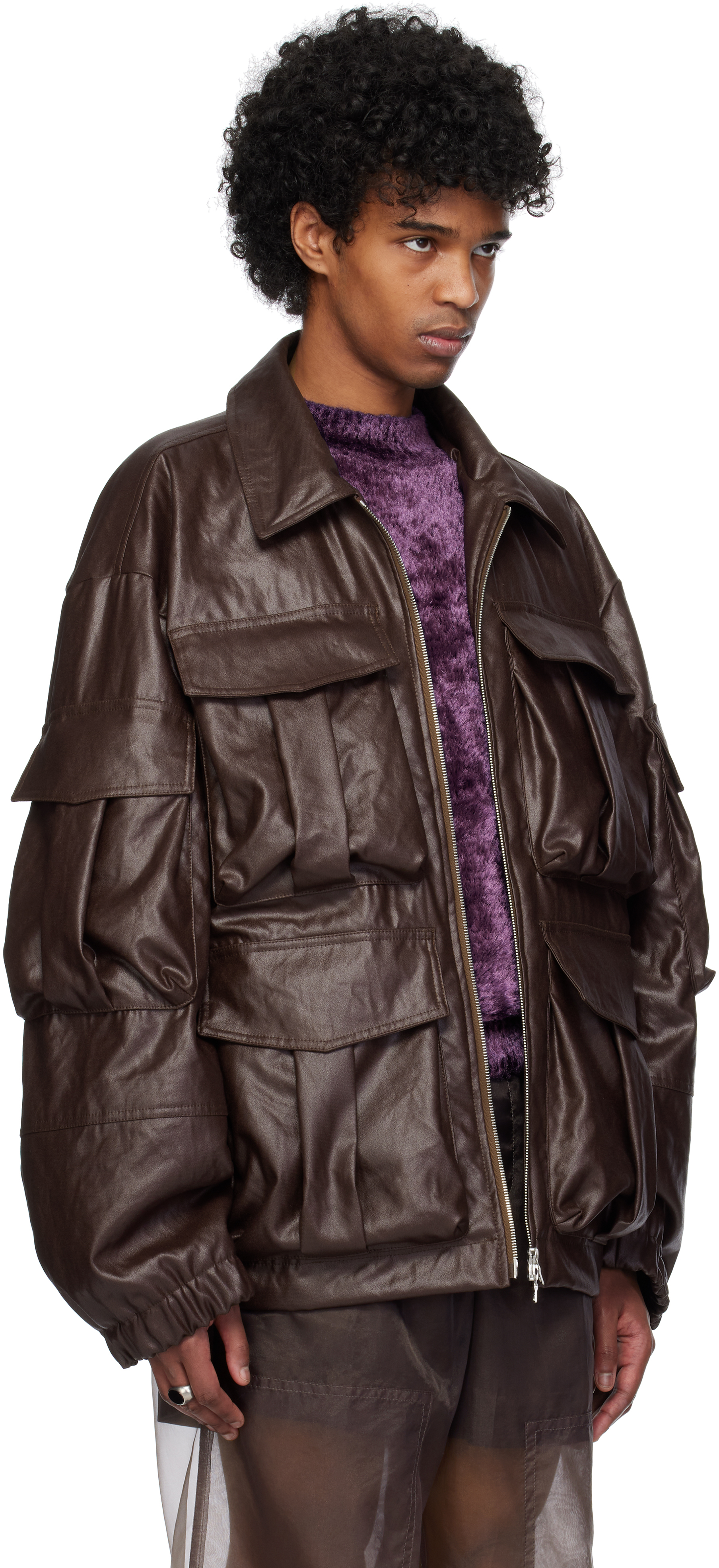 Dries Van Noten Brown Coated Serge Jacket In 701 Rust