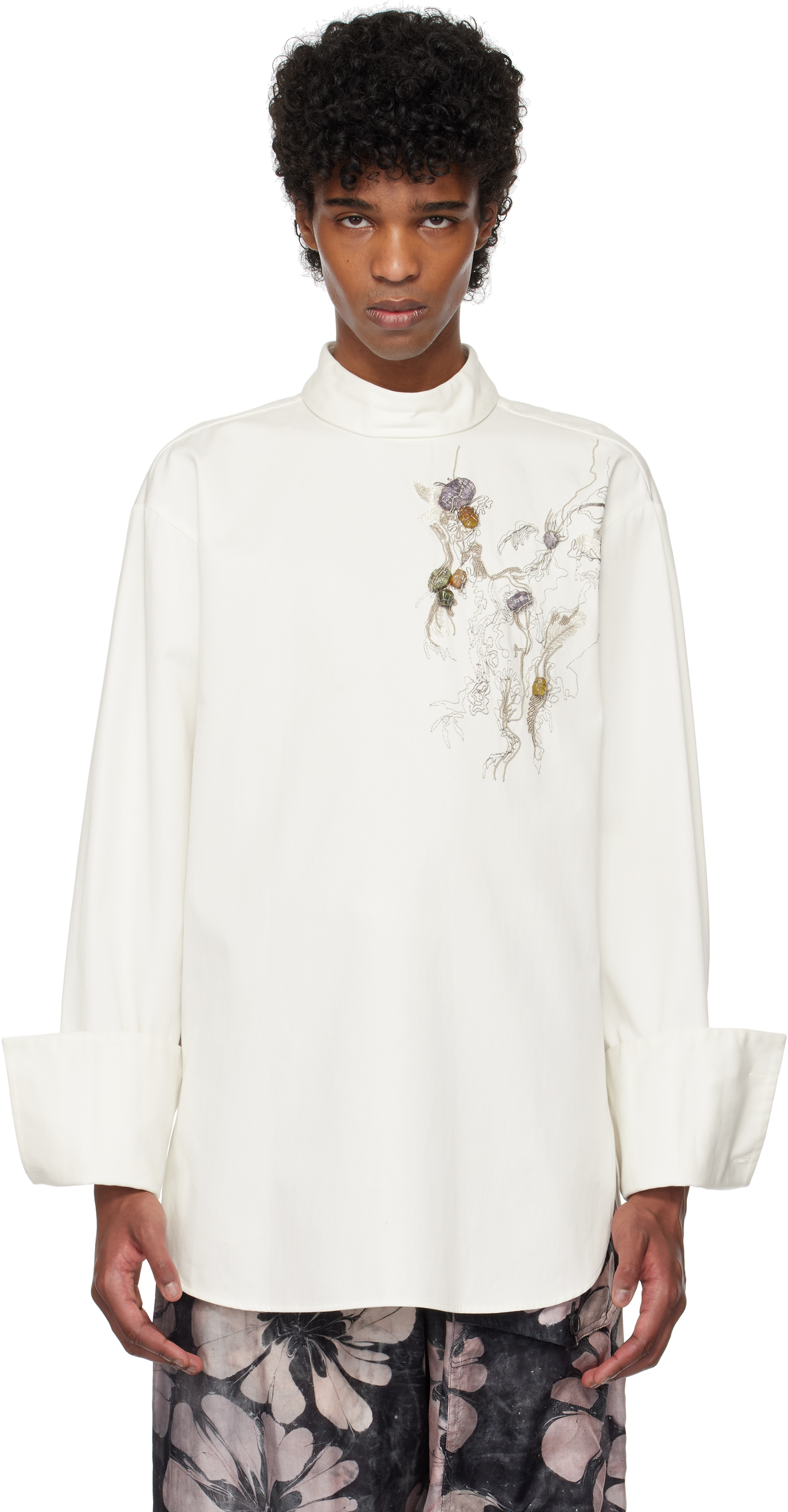 Off-White Beaded Appliqué Shirt