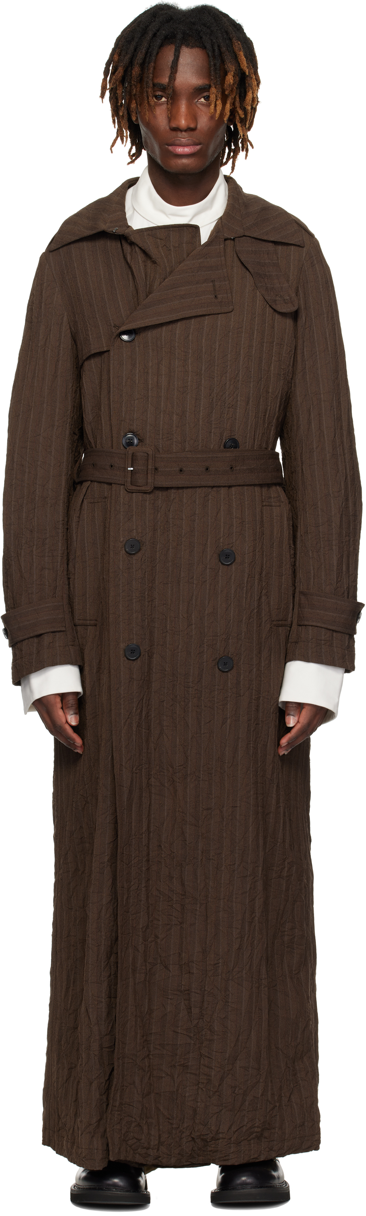 Brown Double-Breasted Trench Coat