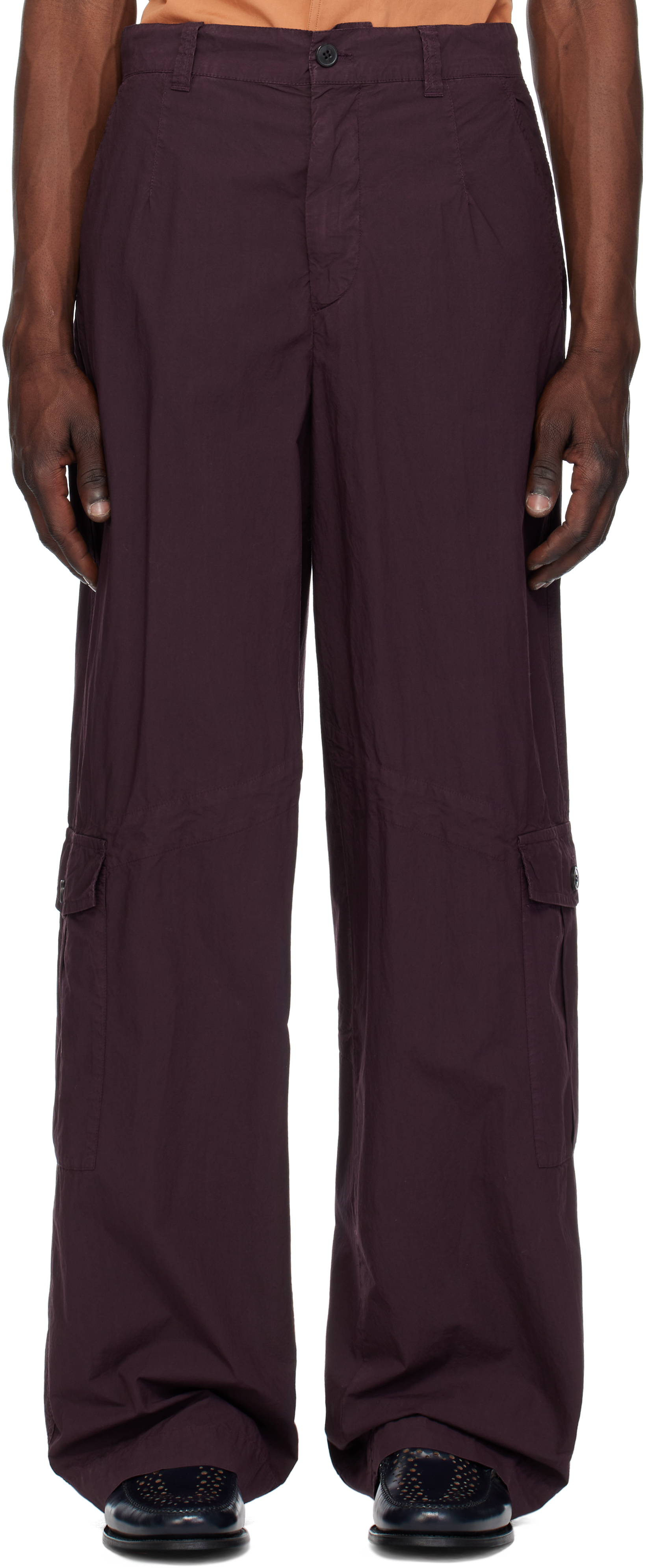 Purple Loose Overdyed Cargo Pants