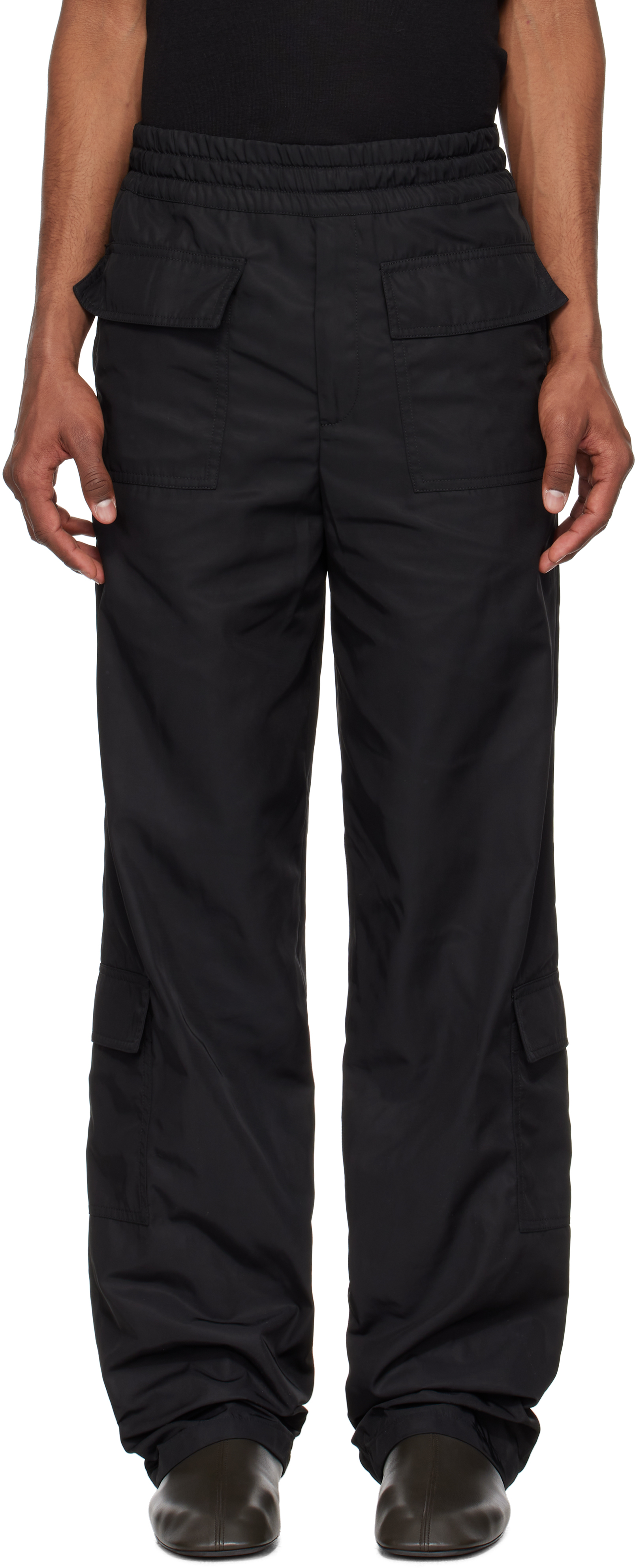 Black Sateen Cargo Pants