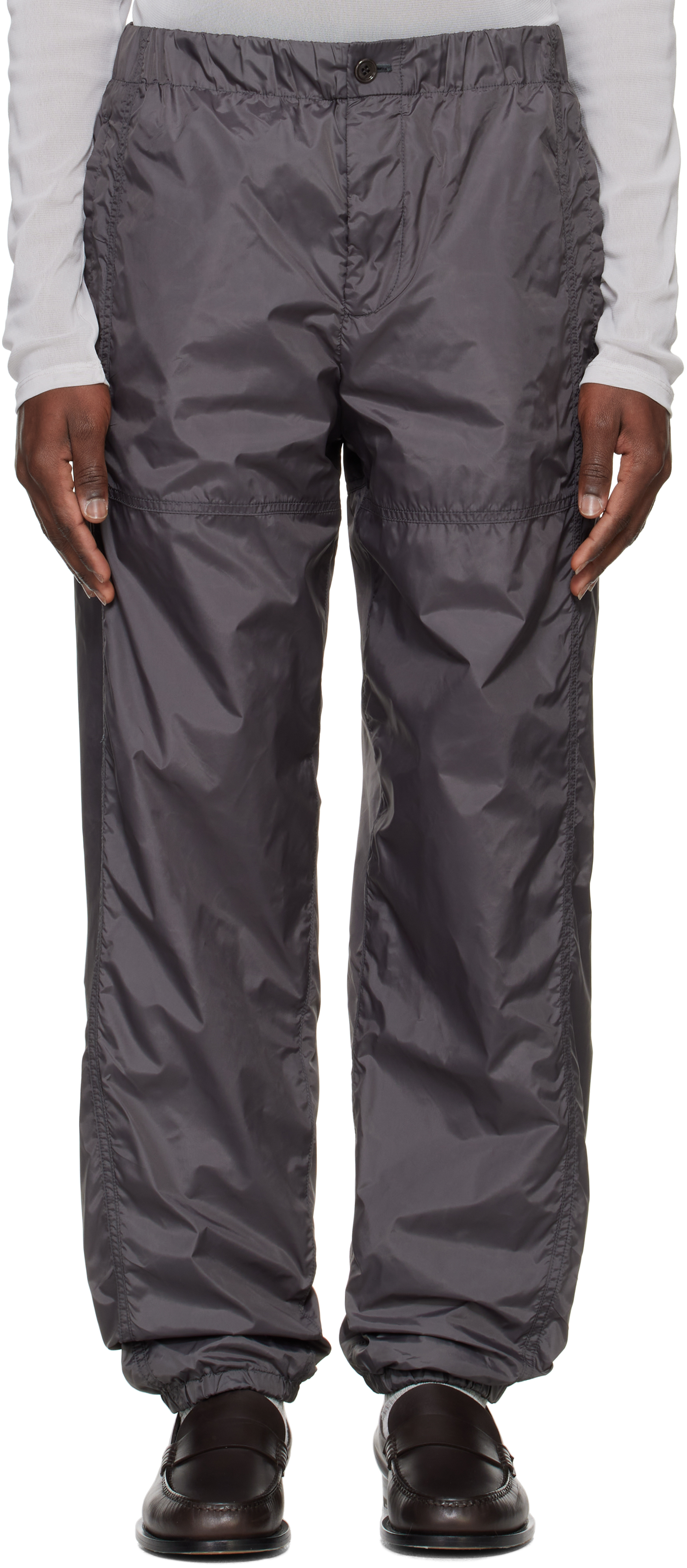 Gray Nylon Taffeta Sweatpants