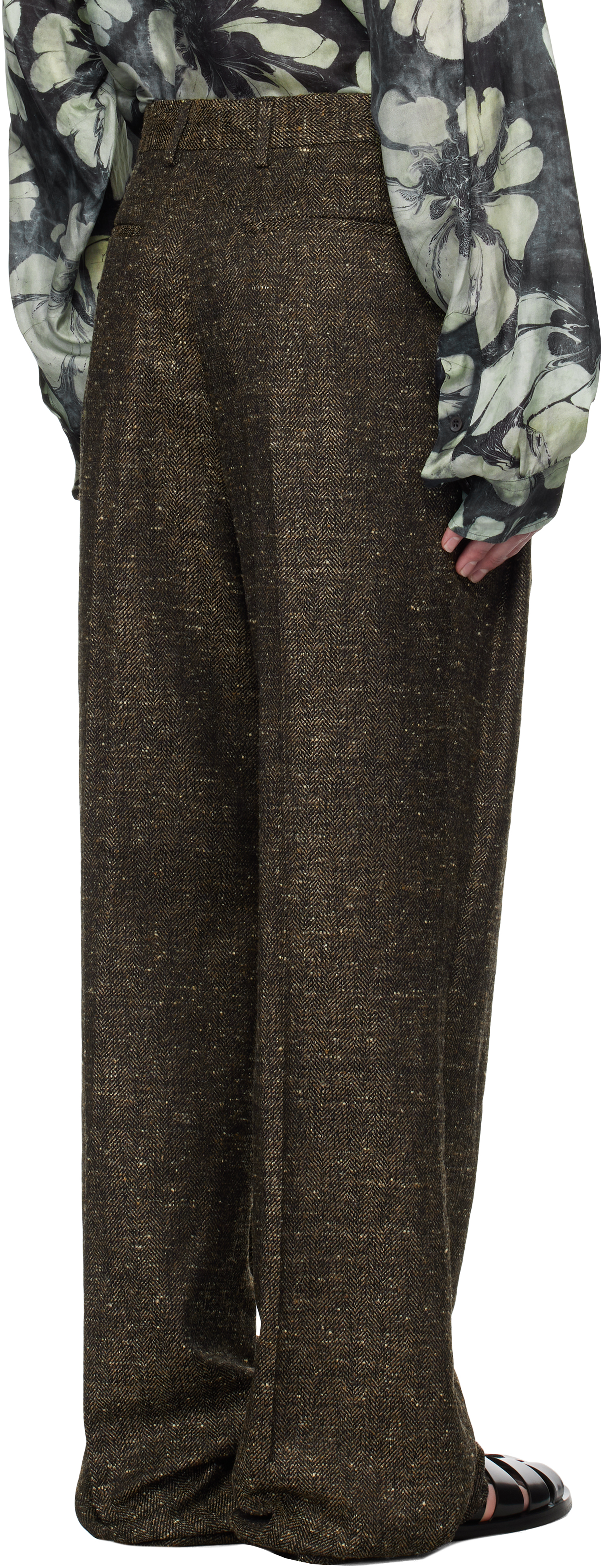 Dries Van Noten Brown Pleated Trousers In 705 Mud