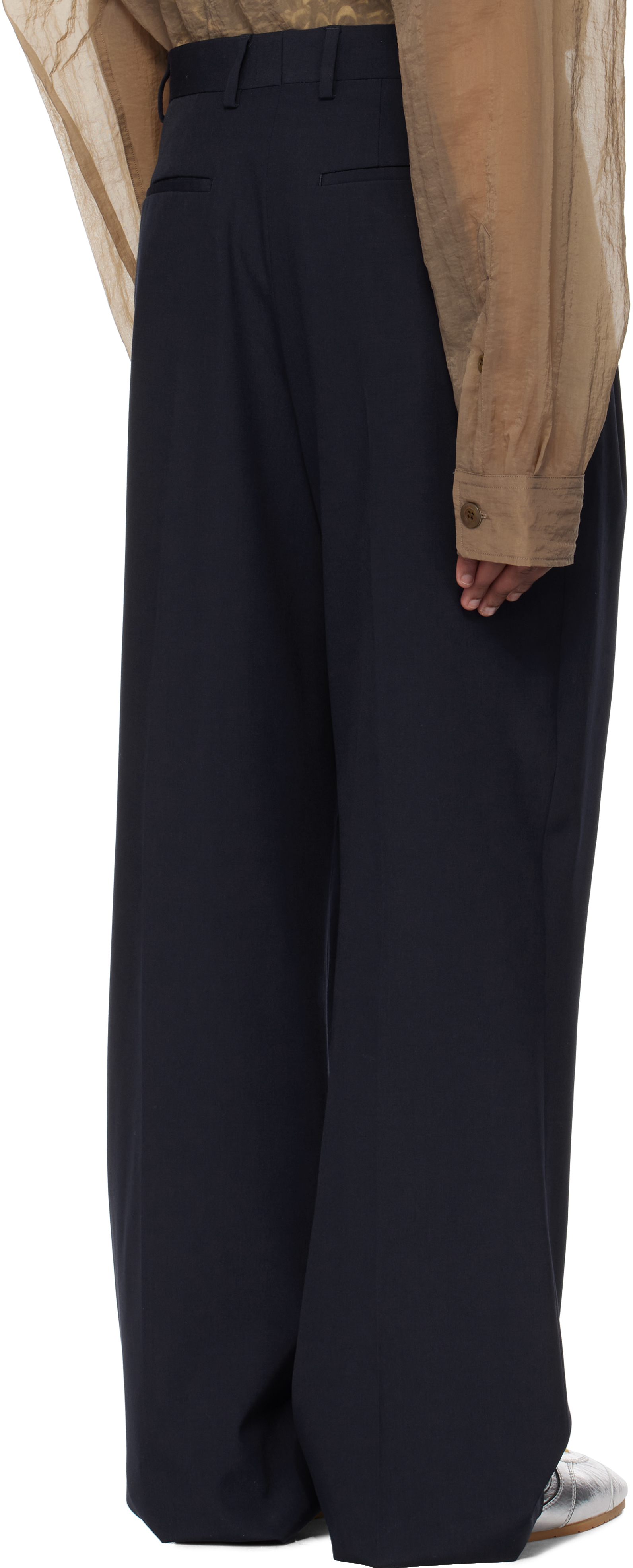 Dries Van Noten Navy Wool Straight Trousers In 509 Navy