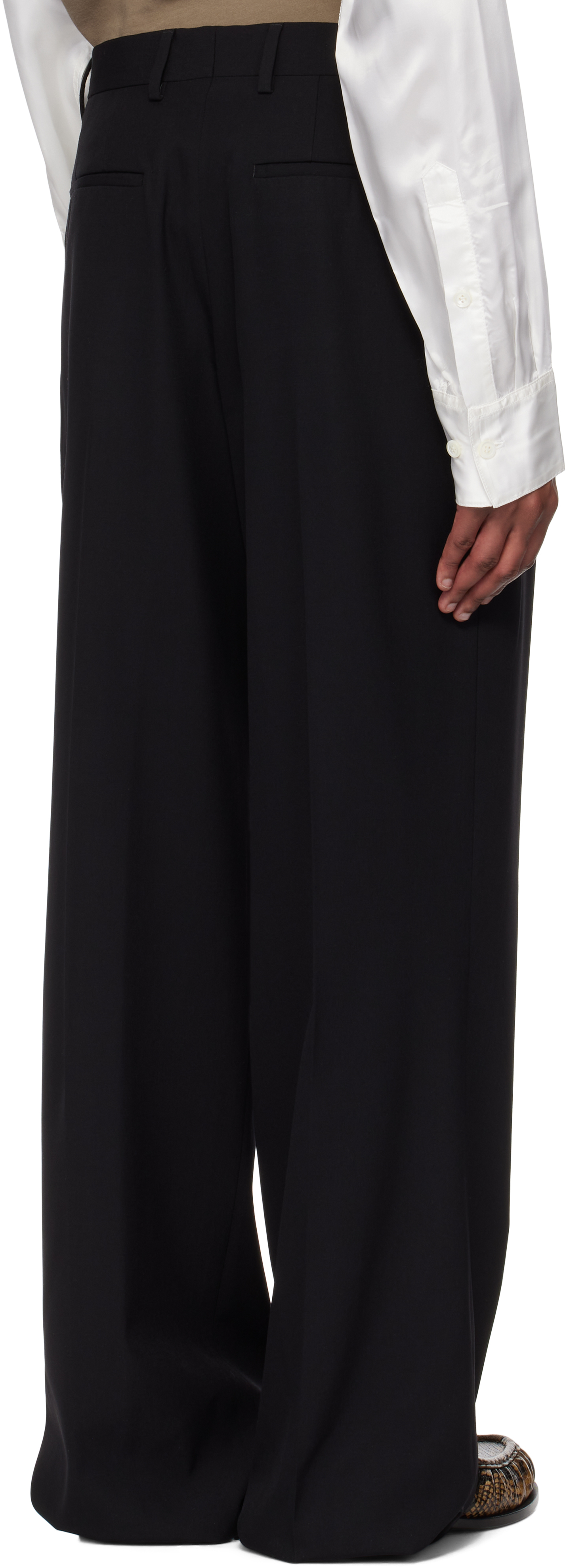 Dries Van Noten Penrud Pinstripe Pleated Wool Trousers In 900 Black