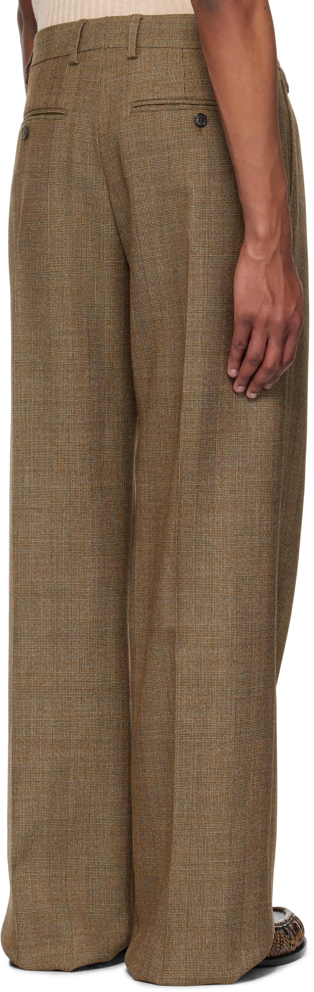 Dries Van Noten Beige Creased Trousers In 203 Mustard