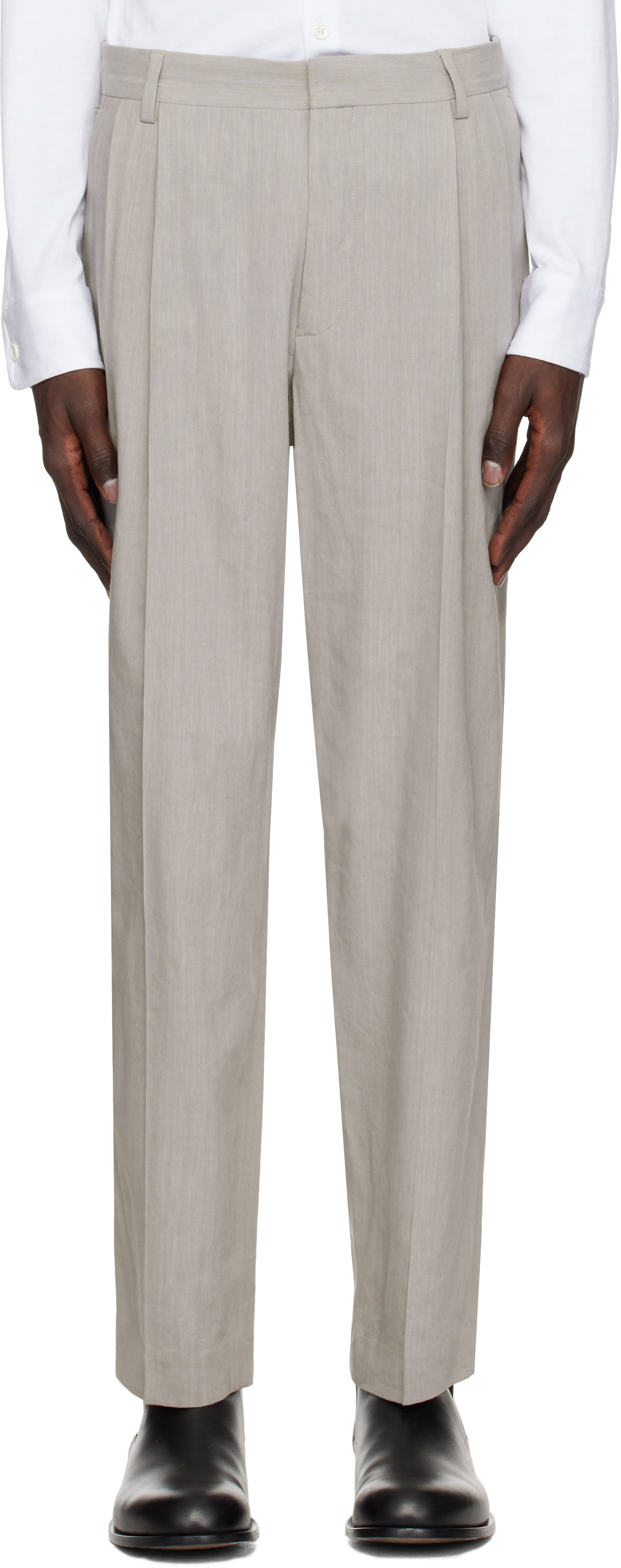 Dries Van Noten Gray Pleated Trousers In 802 Grey