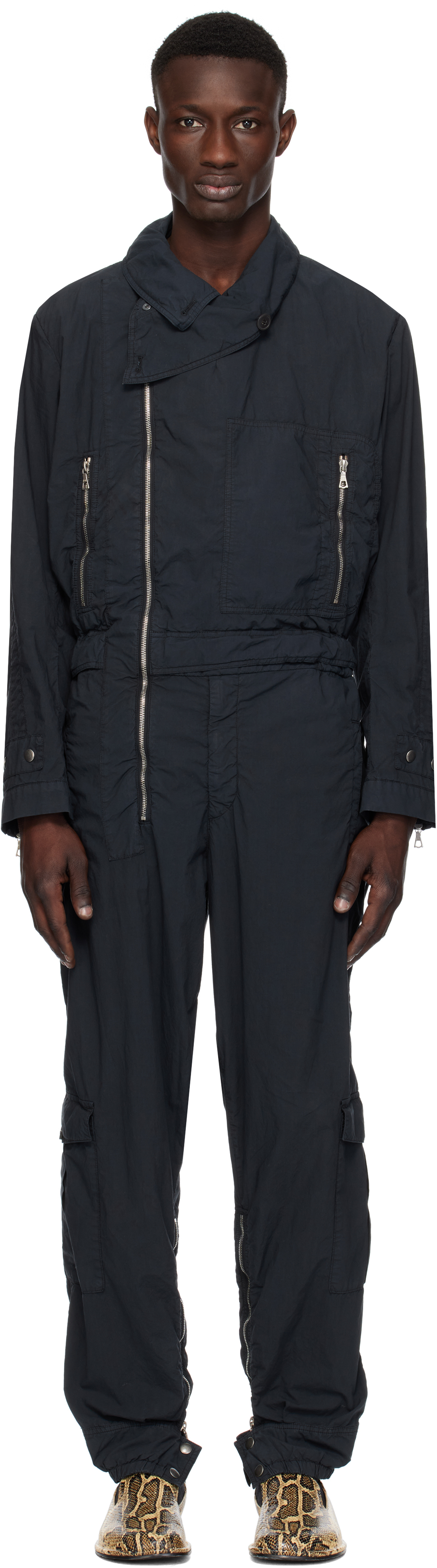 Navy Overdyed Jumpsuit