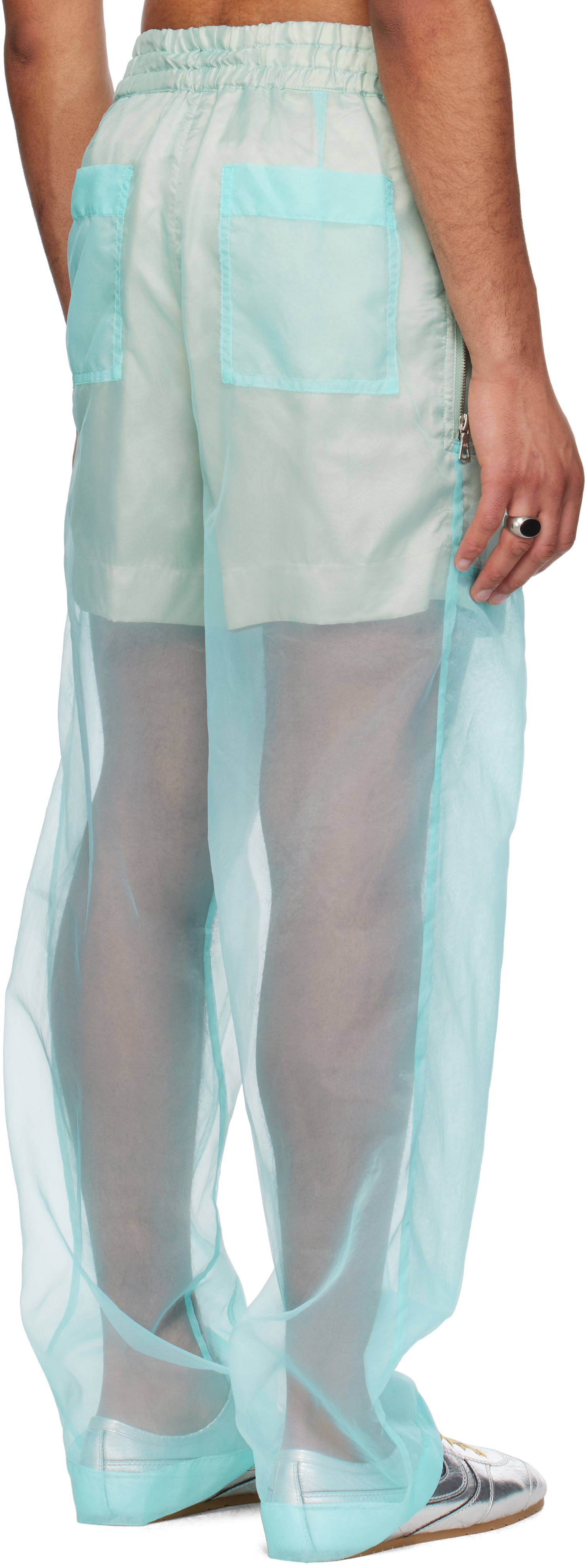 Dries Van Noten Blue Layered Trousers In Turquoise 503