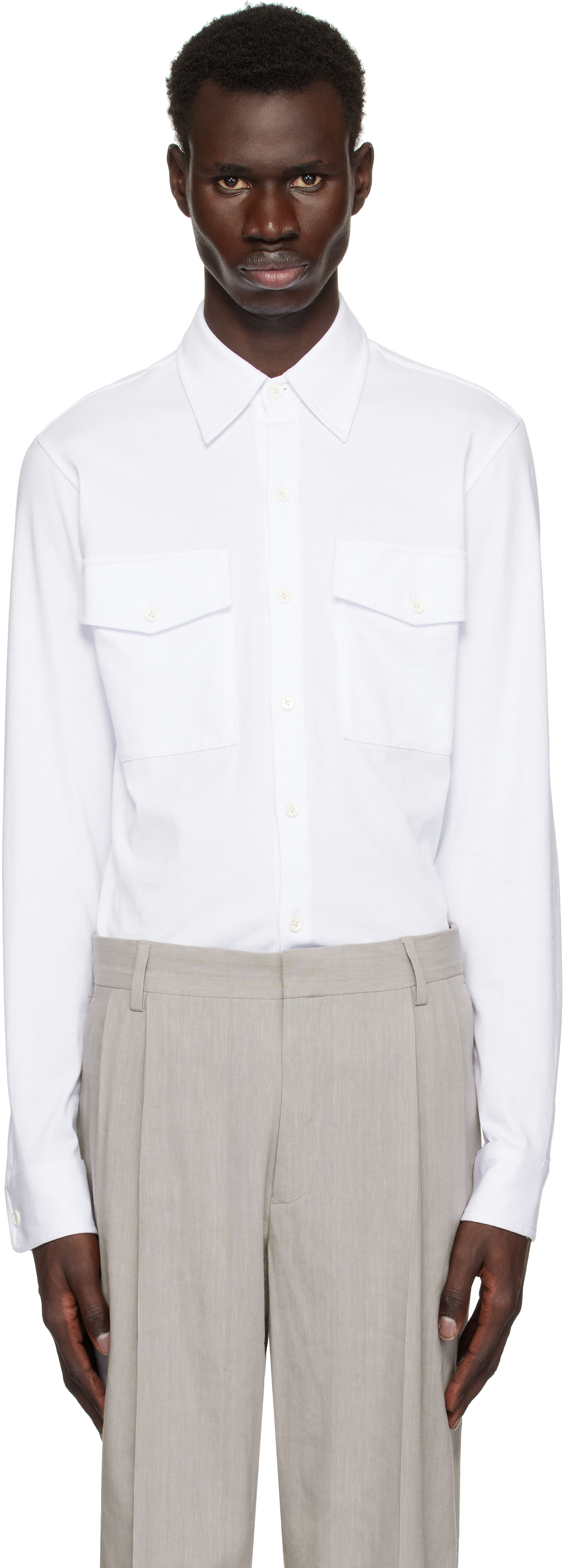 Dries Van Noten White Cotton Jersey Shirt In 1 White