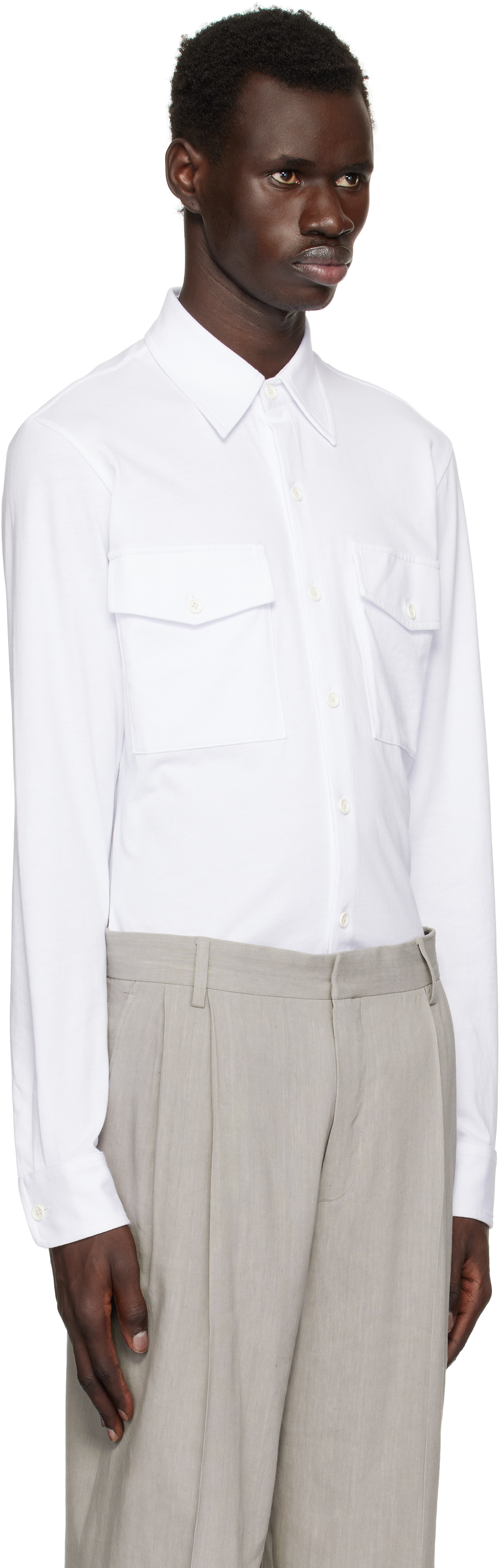 Dries Van Noten White Cotton Jersey Shirt In 1 White