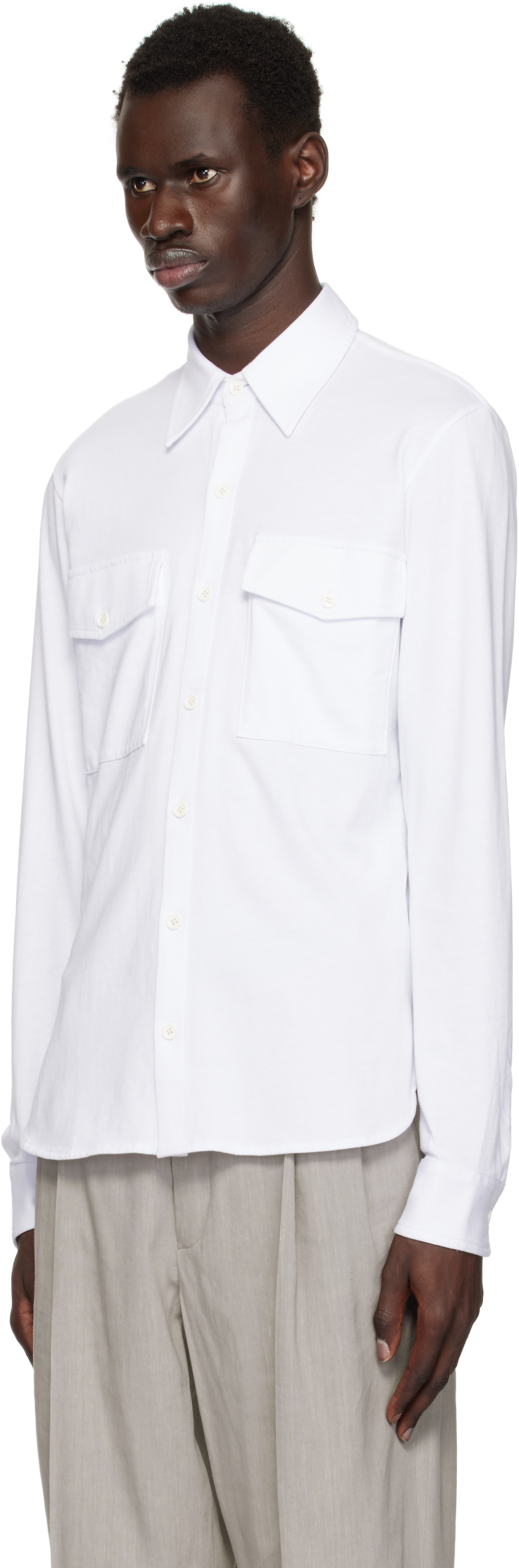 Dries Van Noten White Cotton Jersey Shirt In 1 White