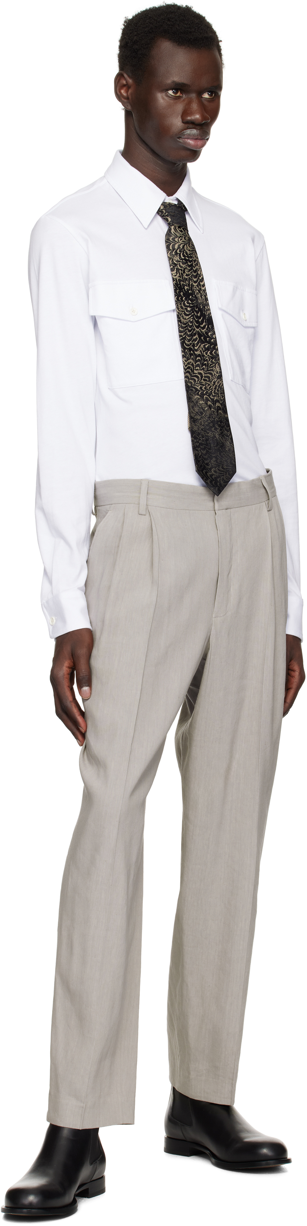 Dries Van Noten White Cotton Jersey Shirt In 1 White