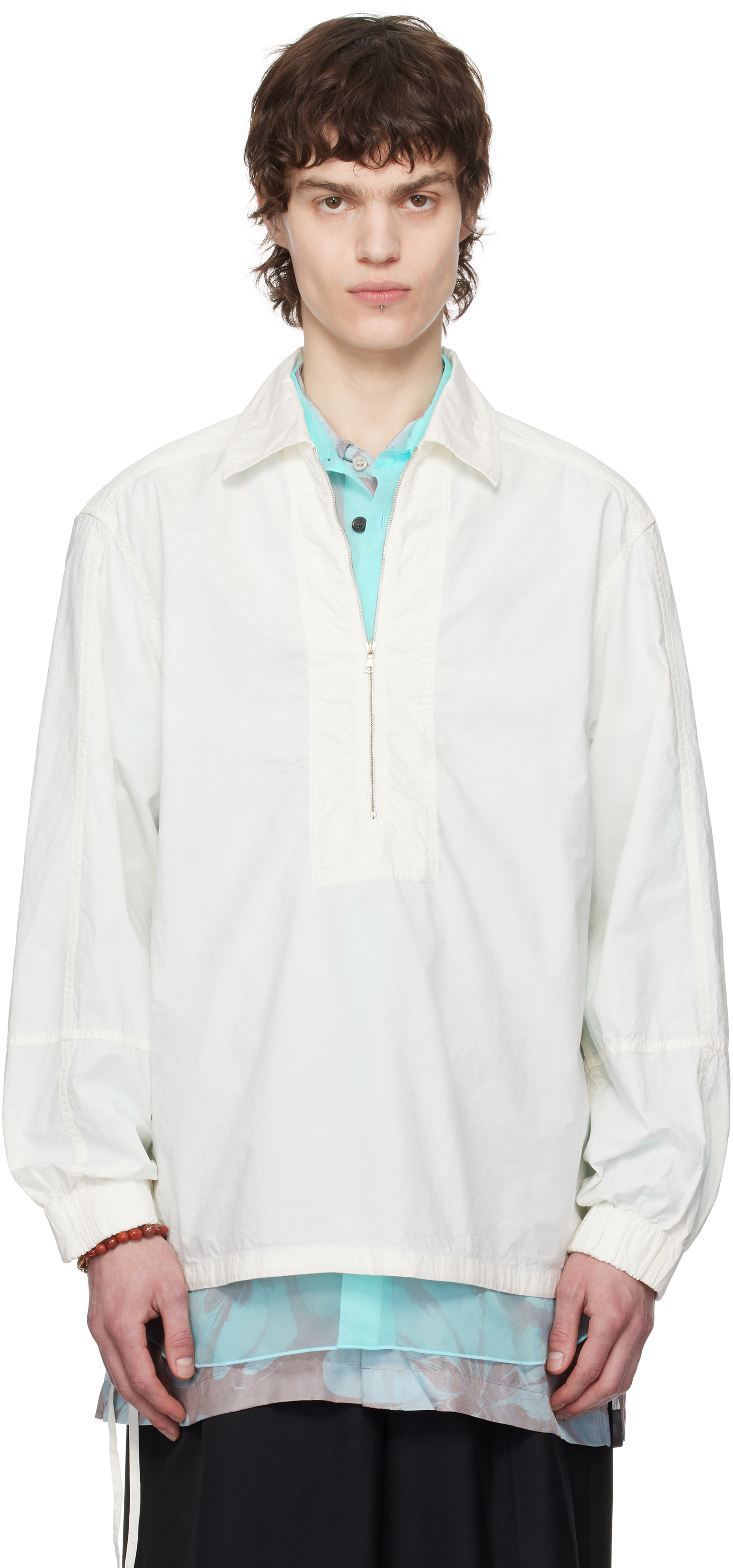 Dries Van Noten White Half-zip Shirt In 1 White