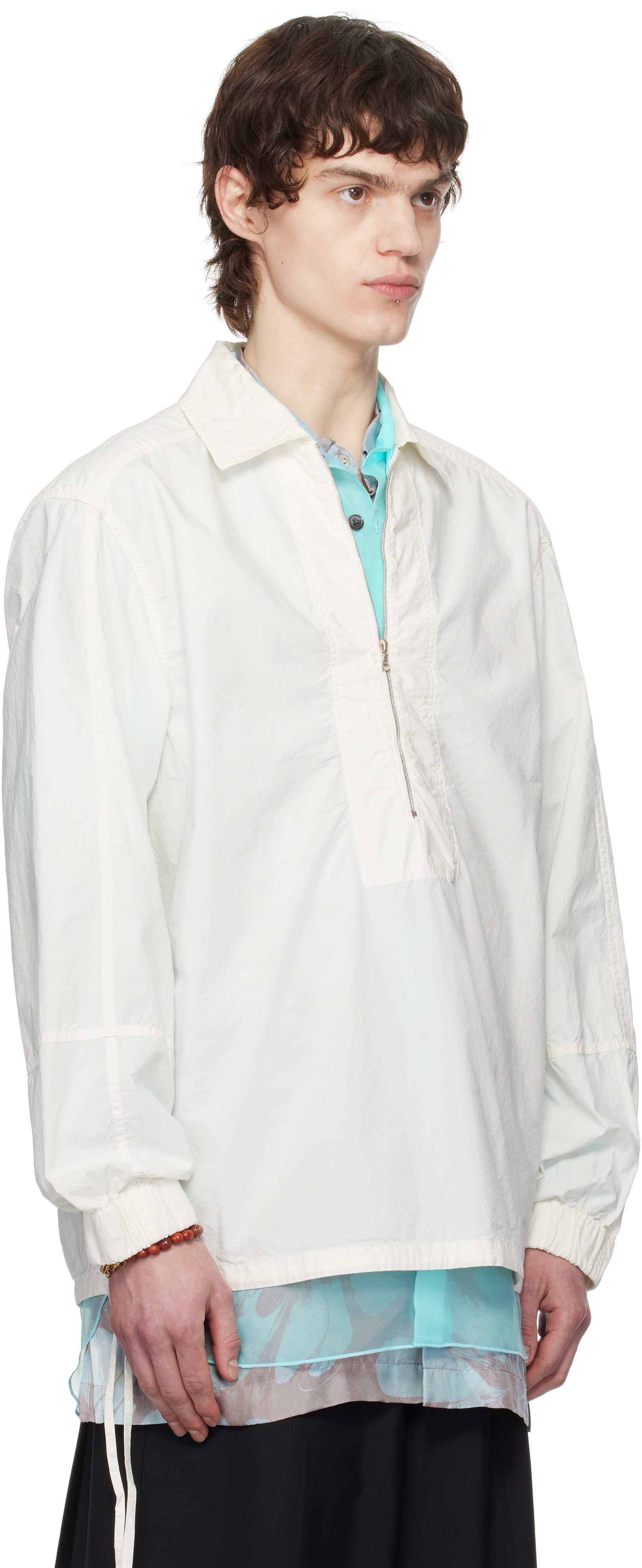 Dries Van Noten White Half-zip Shirt In 1 White