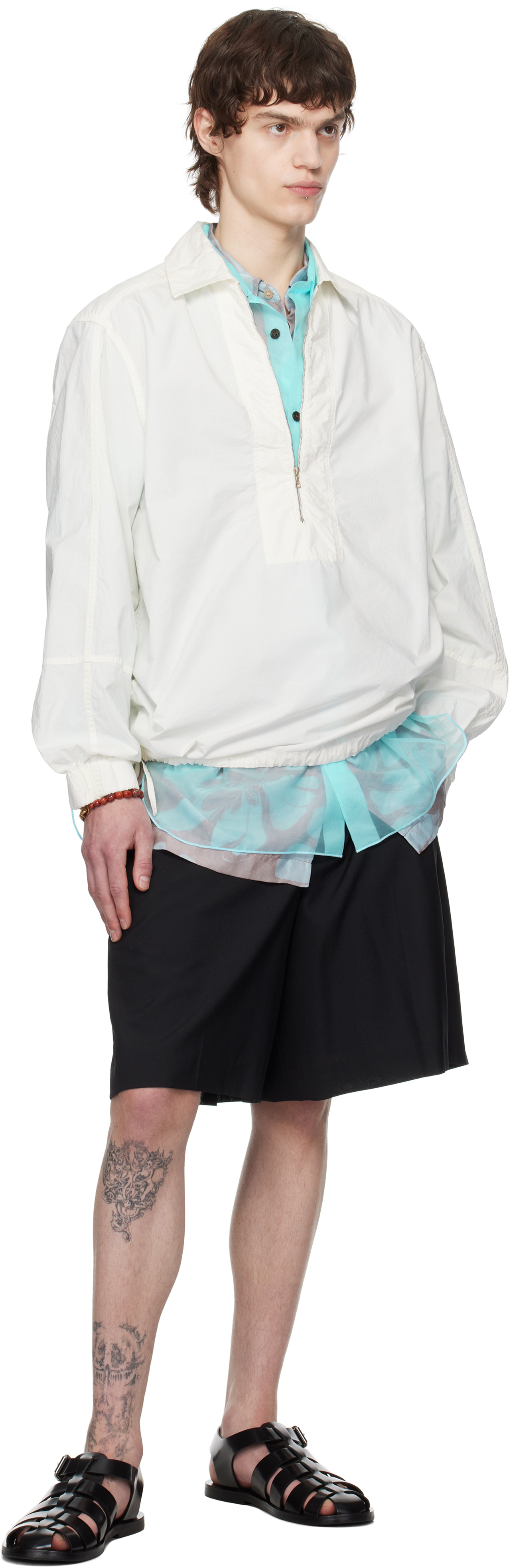 Dries Van Noten White Half-zip Shirt In 1 White
