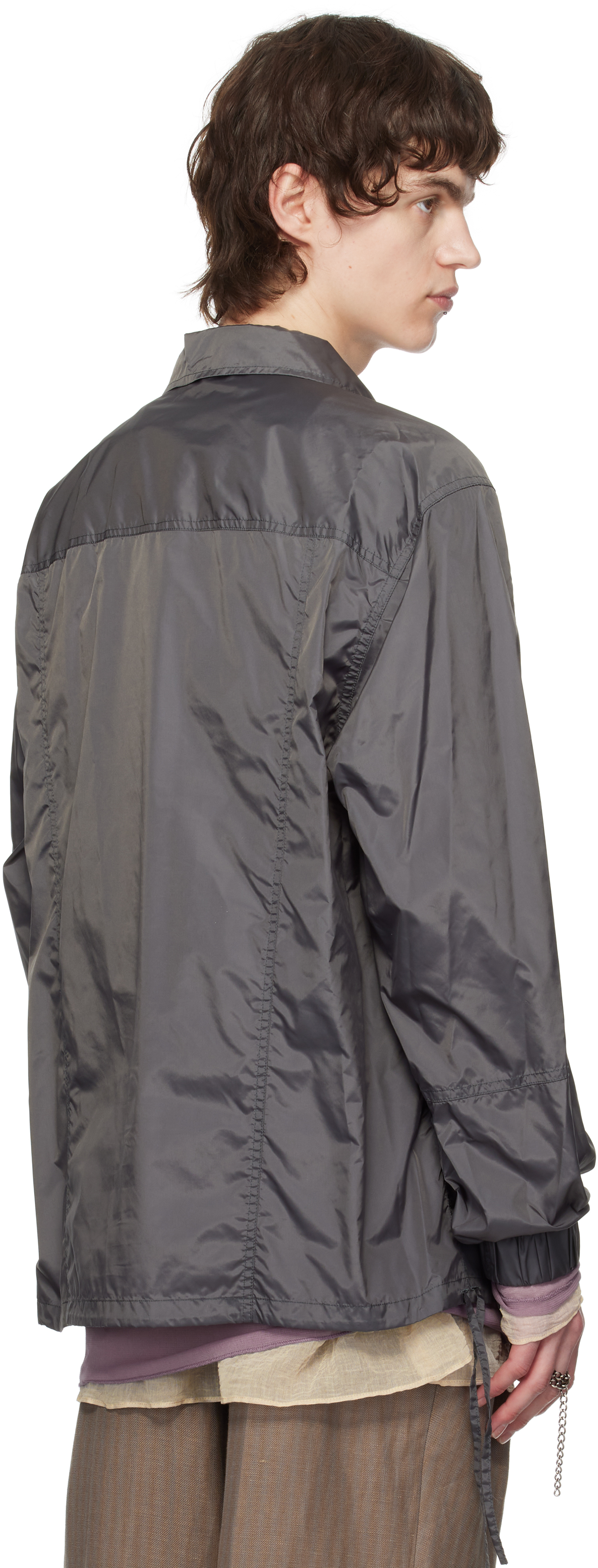 Dries Van Noten Gray Half-zip Shirt In 803 Dark Grey