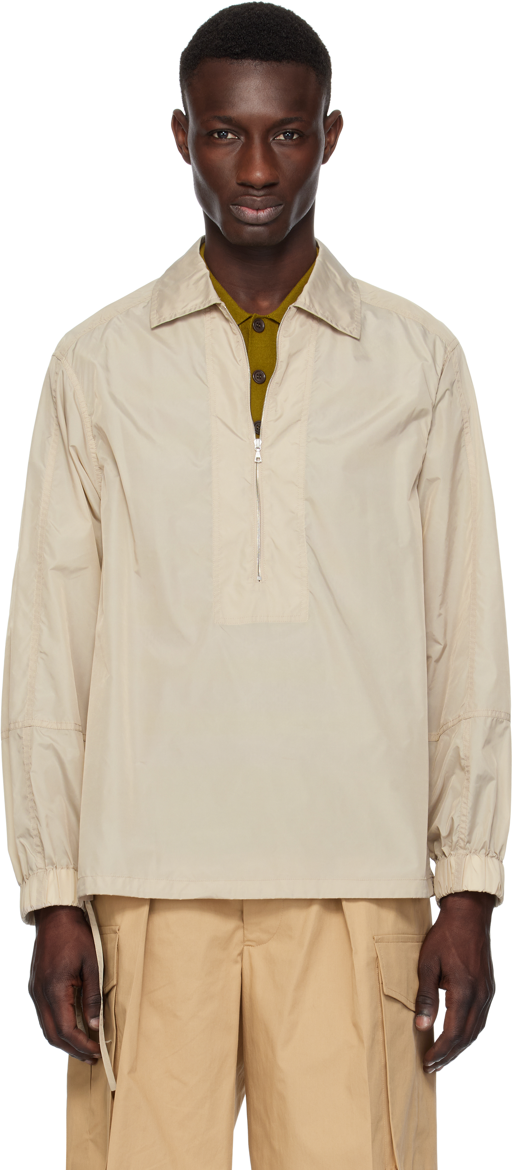 Dries Van Noten Beige Half-zip Shirt In 103 Beige