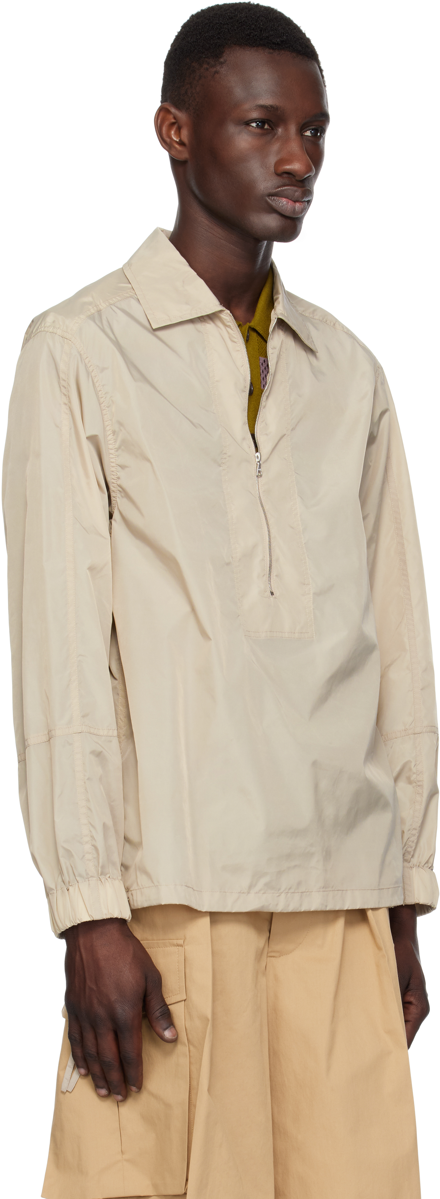 Dries Van Noten Beige Half-zip Shirt In 103 Beige