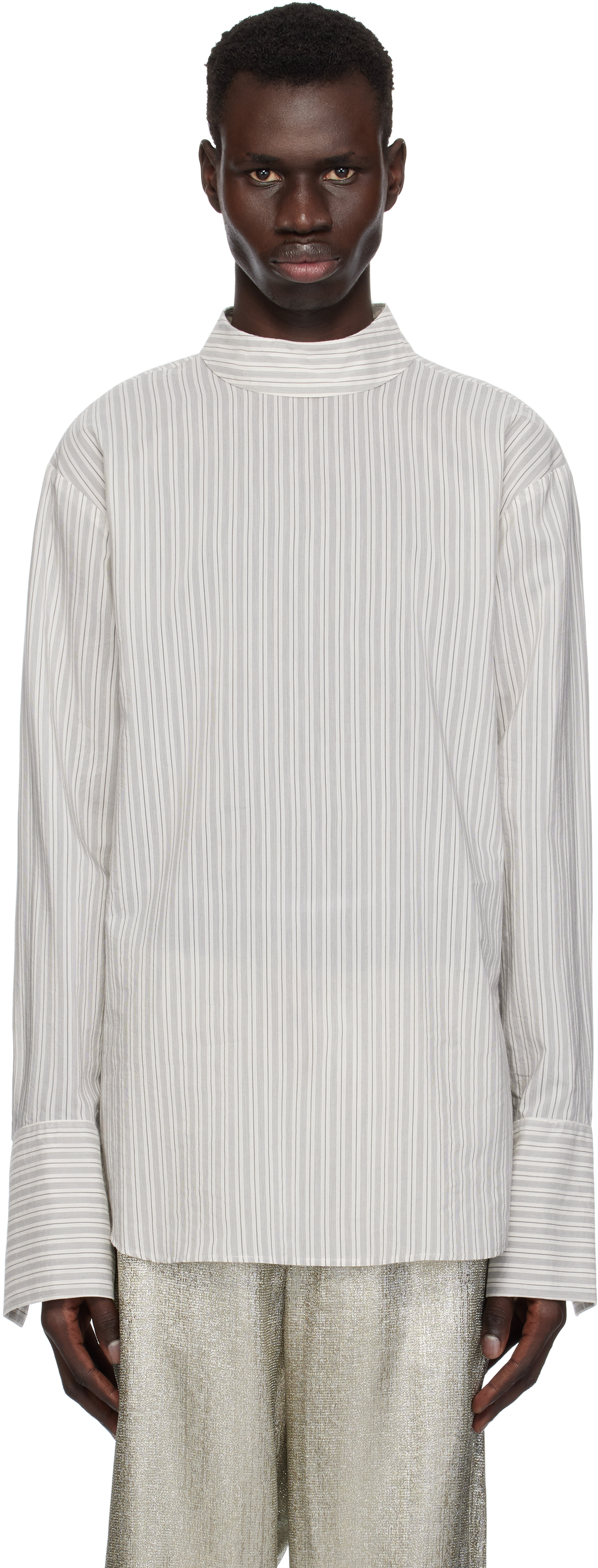 Dries Van Noten Gray Turtleneck Shirt In 800 Light Grey