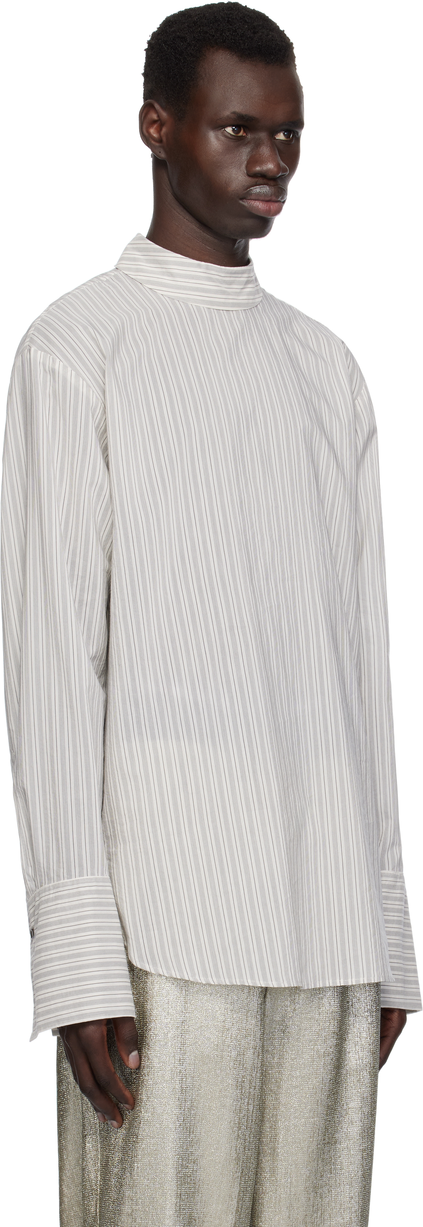 Dries Van Noten Gray Turtleneck Shirt In 800 Light Grey