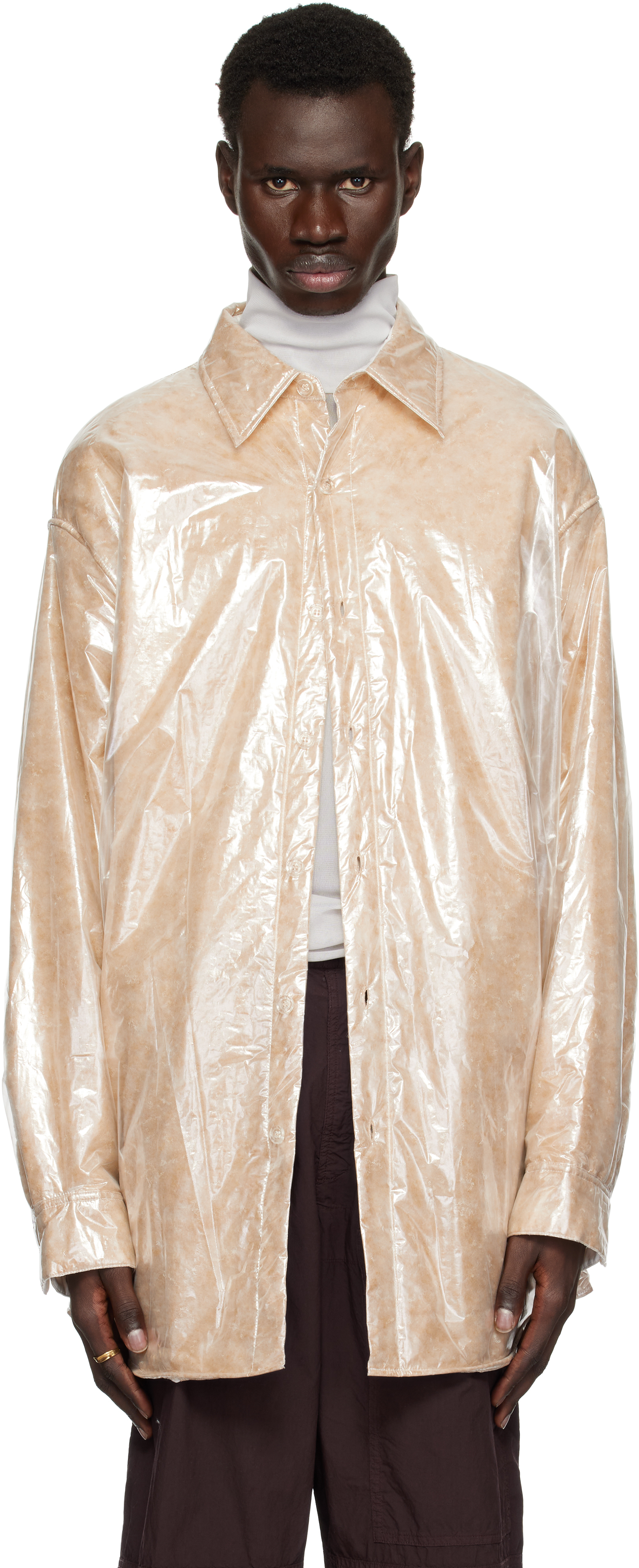 Dries Van Noten Pink Oversized Puffed Overshirt In 10 Transparent