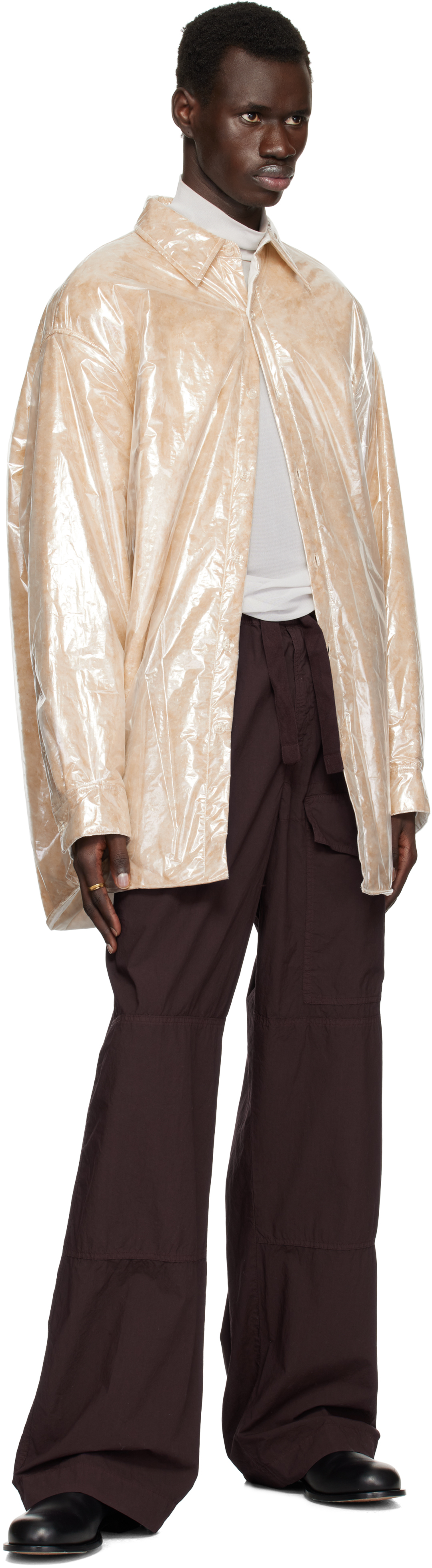 Dries Van Noten Pink Oversized Puffed Overshirt In 10 Transparent